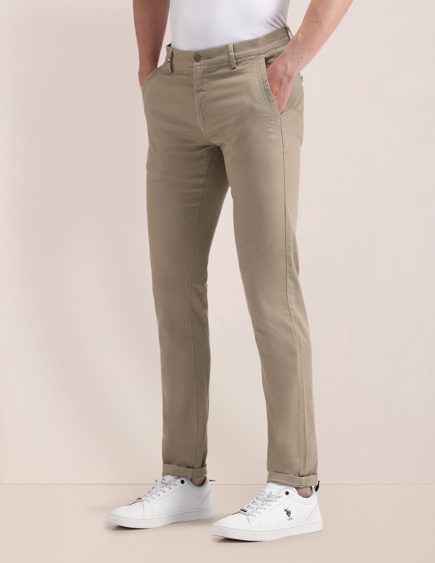 Austin Fit Solid Trousers Beige - U.S. POLO ASSN. | Large