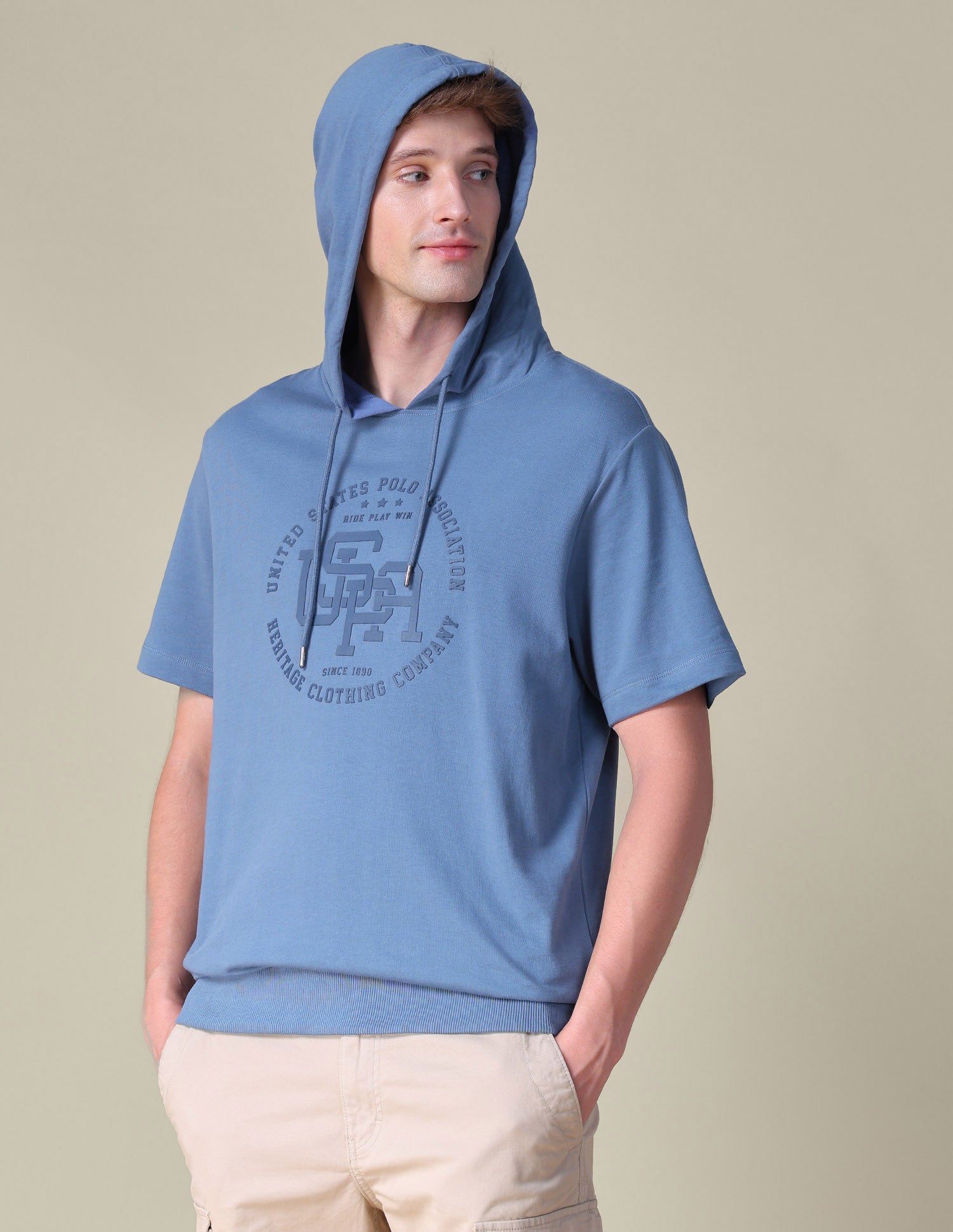 Hooded Relaxed Fit T-Shirt Blue - U.S. POLO ASSN. | Large