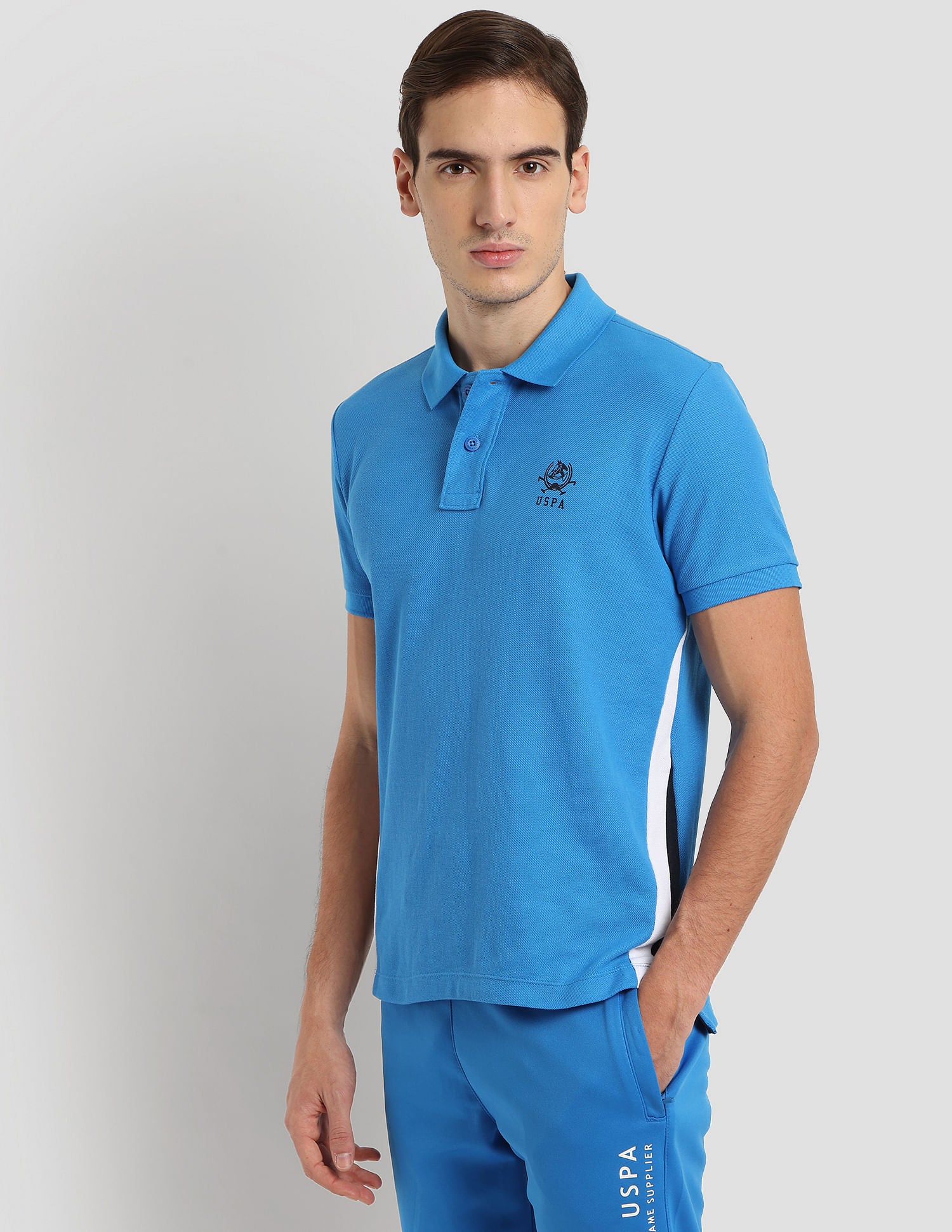 Panelled Athleisure Polo Shirt Blue - U.S. Polo Assn. India | Large
