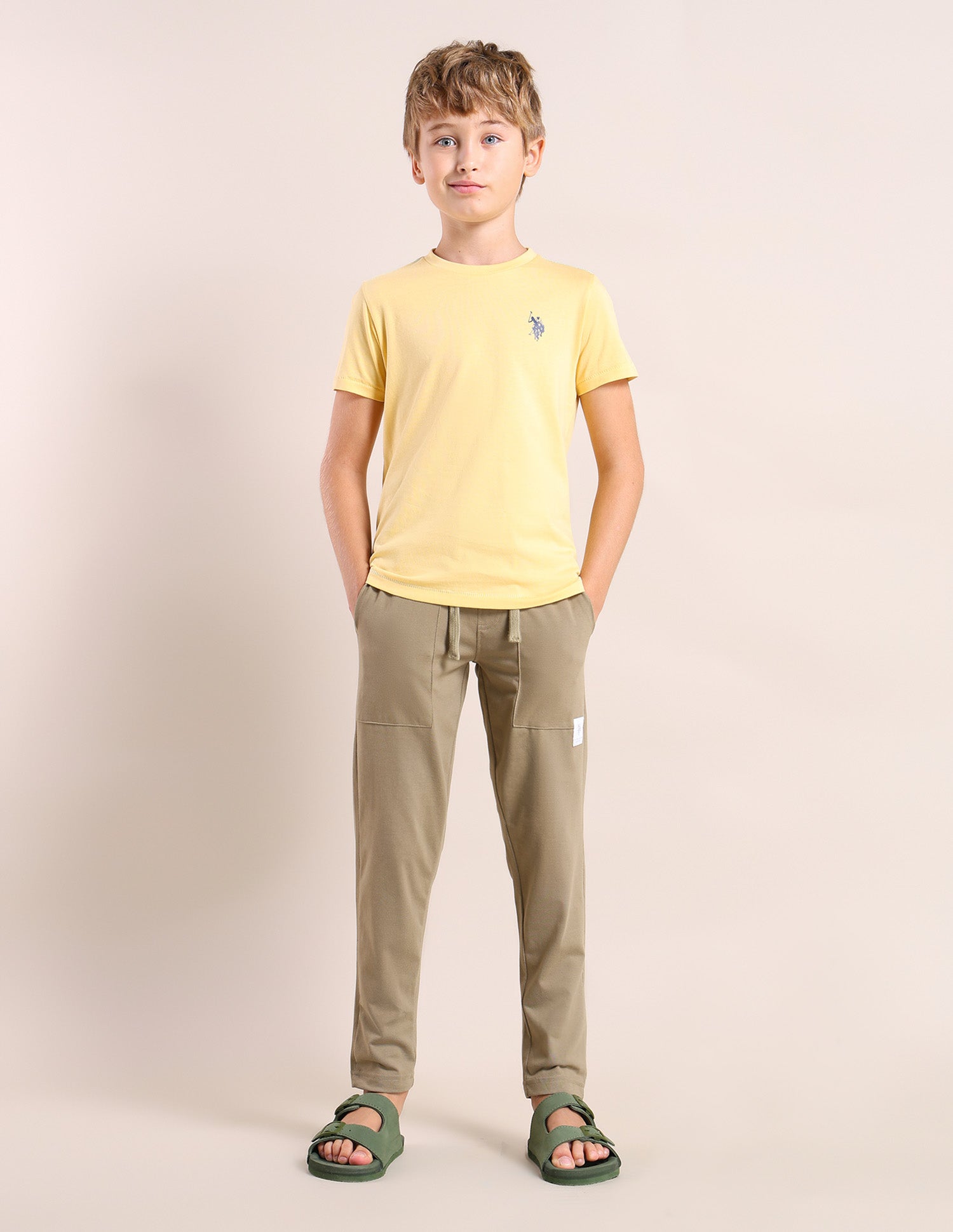 Boys Comfort Fit Pure Cotton T-Shirt - Pack Of 2 Yellow and Green - U.S. POLO ASSN. | Large