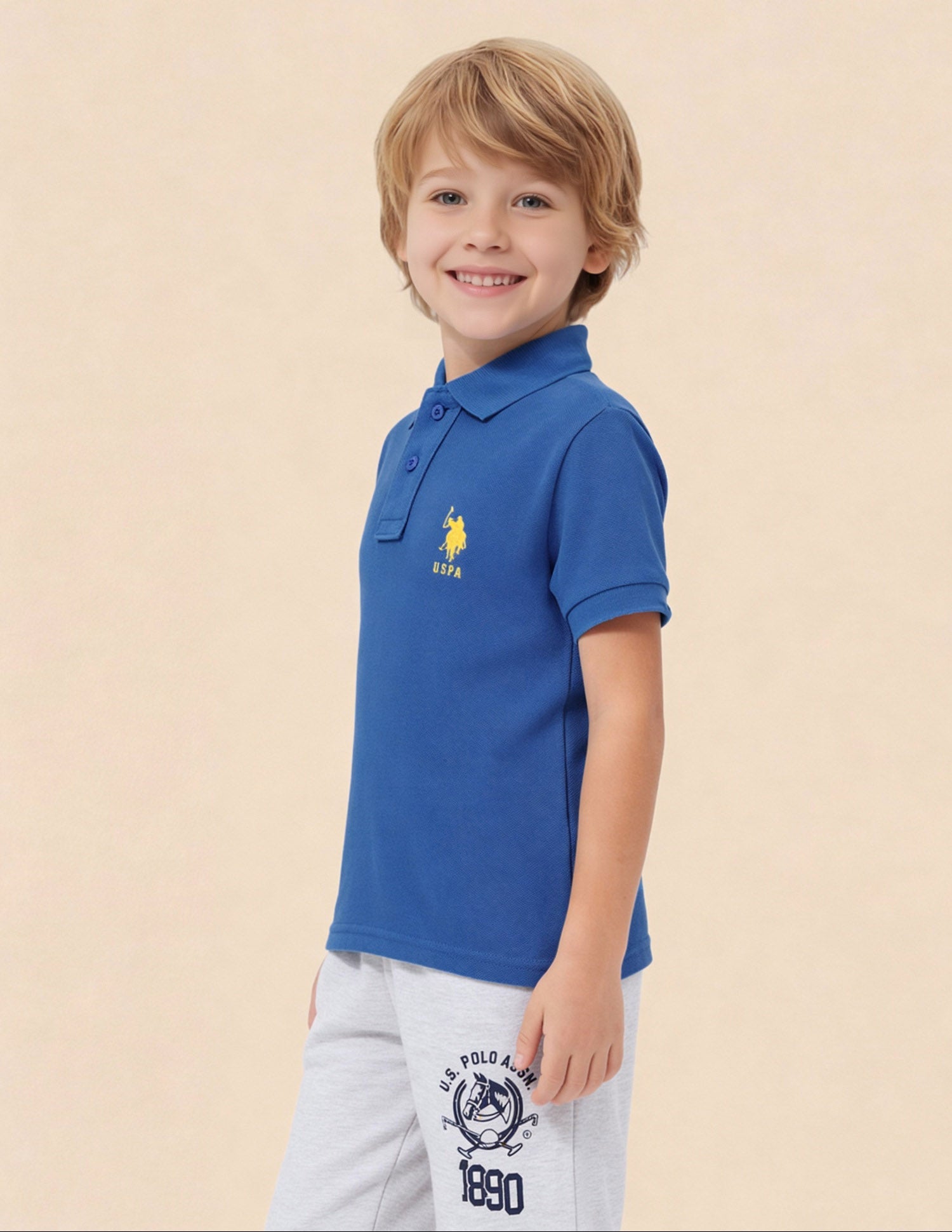 Pure Cotton Solid Polo Shirt Light Blue - U.S. Polo Assn. India | Large