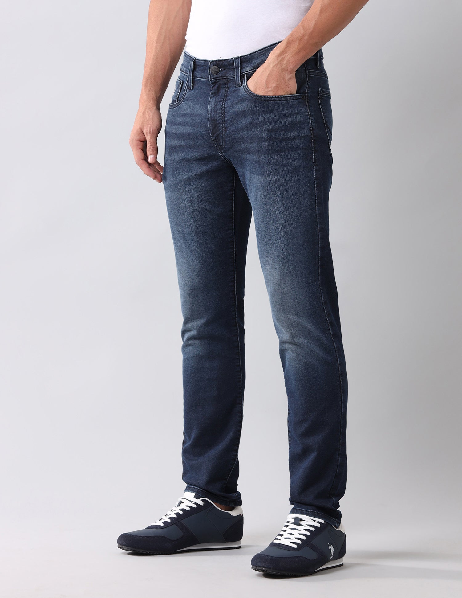 Brandon Slim Tapered Blue Jeans Dark Wash - U.S. POLO ASSN. | Large