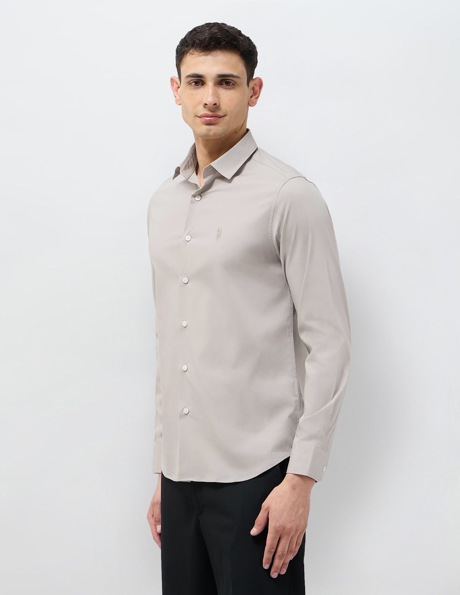 Solid Tailored Fit Shirt Beige - U.S. Polo Assn. India | Large