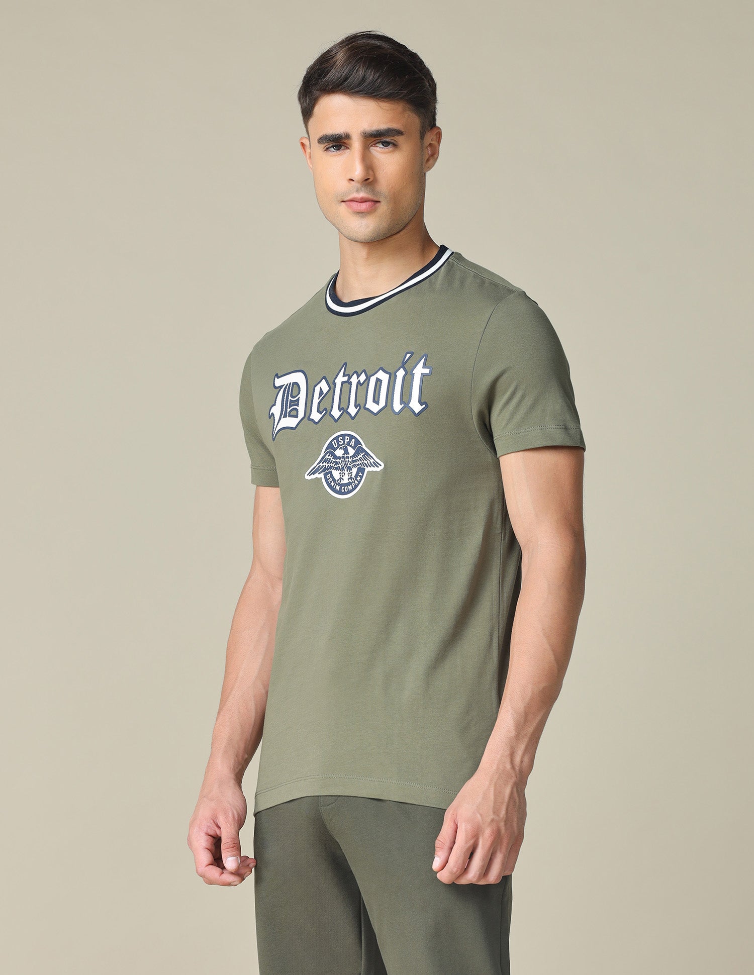 Muscle Fit Typographic Printed T-Shirt Green - U.S. POLO ASSN. | Large