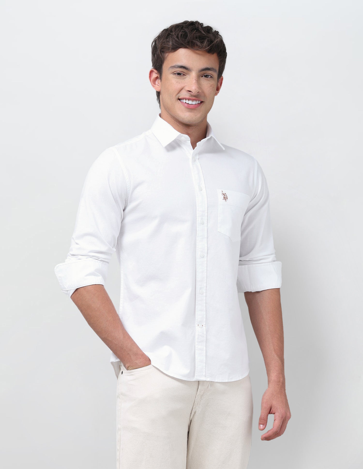 Tailored Fit Oxford Shirt White - U.S. Polo Assn. India | Large