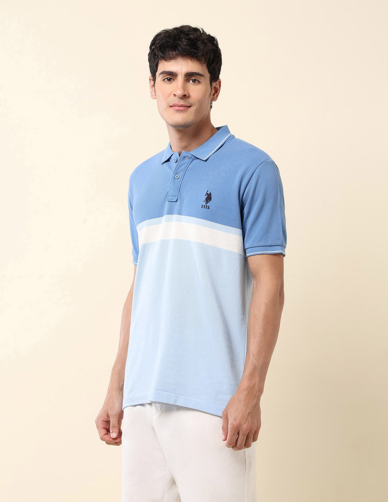 Colourblocked Summer Splash Polo Shirt Light Blue - U.S. Polo Assn. India | Large