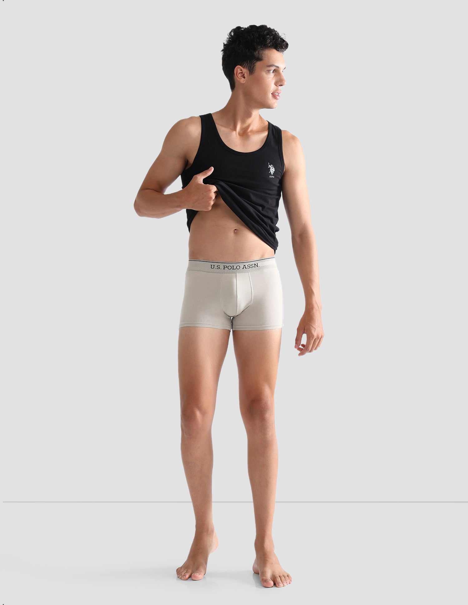 Mid Rise Solid OET15 Trunks - Pack Of 3 Black, Oatmeal and Navy - U.S. POLO ASSN. | Large