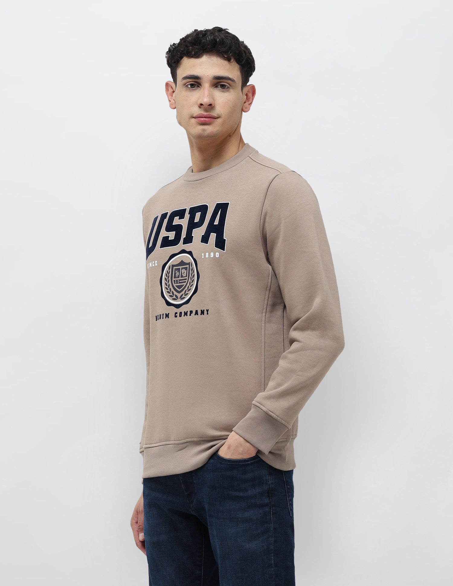 Brand Printed Regular Fit Sweatshirt Light Brown - U.S. POLO ASSN. | Large