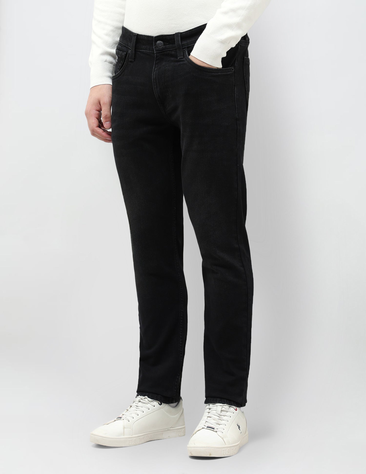 Brandon Slim Tapered Fit Whiskered Jeans Black - U.S. POLO ASSN. | Large