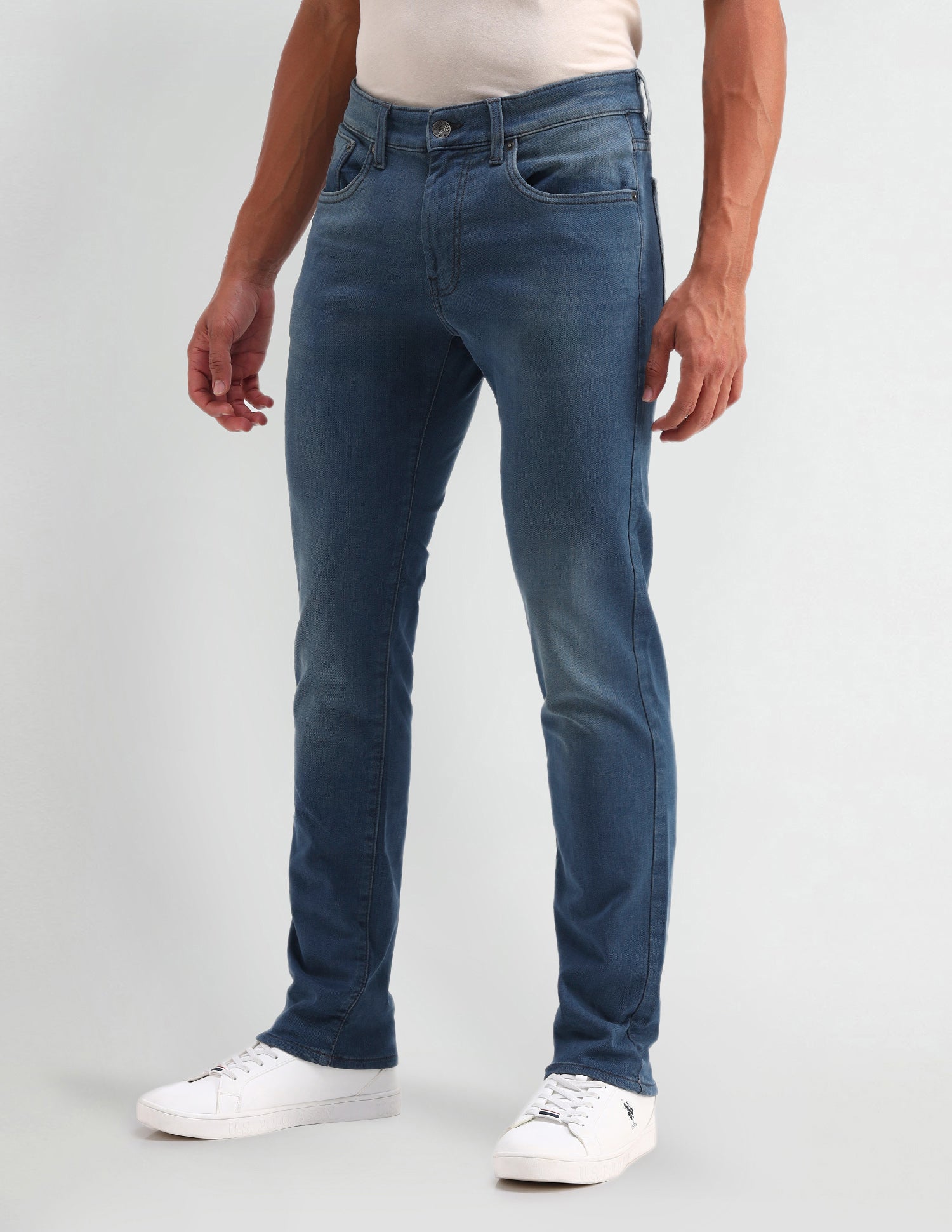 Brandon Slim Tapered Fit Blue Jeans Blue - U.S. POLO ASSN. | Large