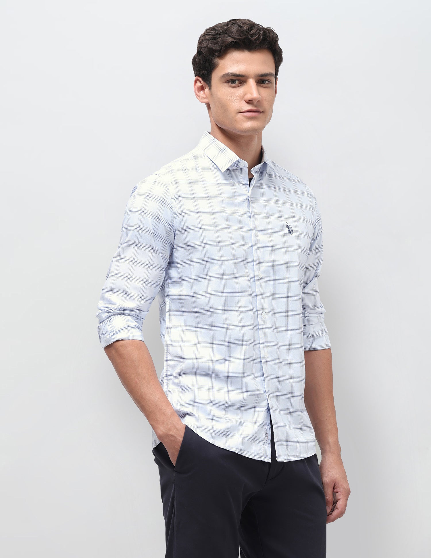 Dobby Regular Fit Shirt Blue - U.S. Polo Assn. India | Large