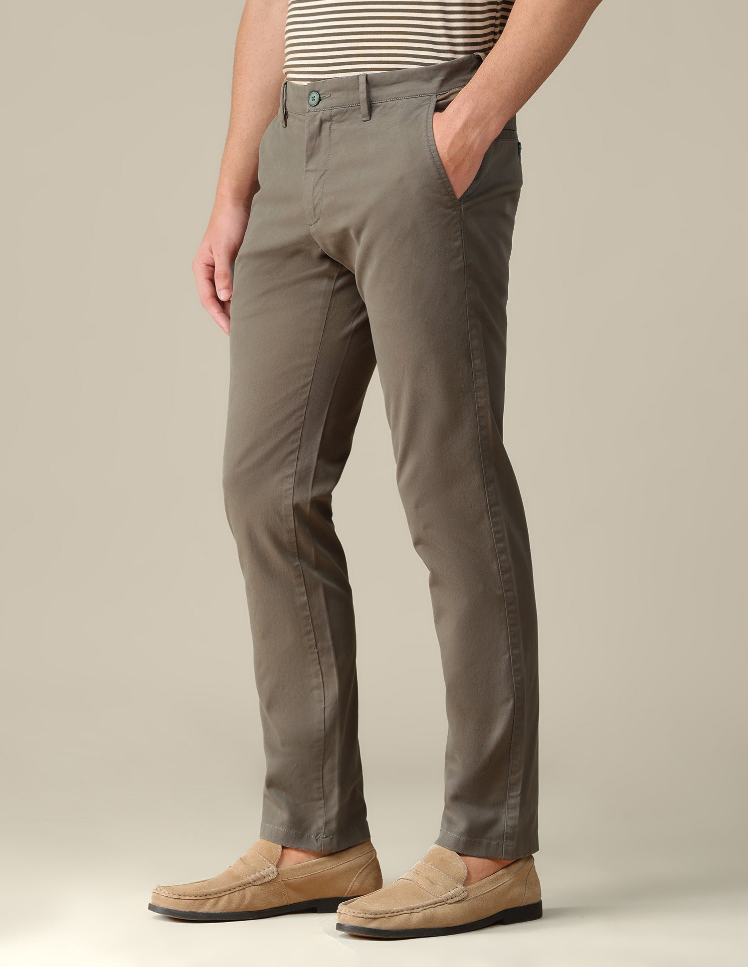 Denver slim fit Twill Trousers Light Olive - U.S. Polo Assn. India | Large