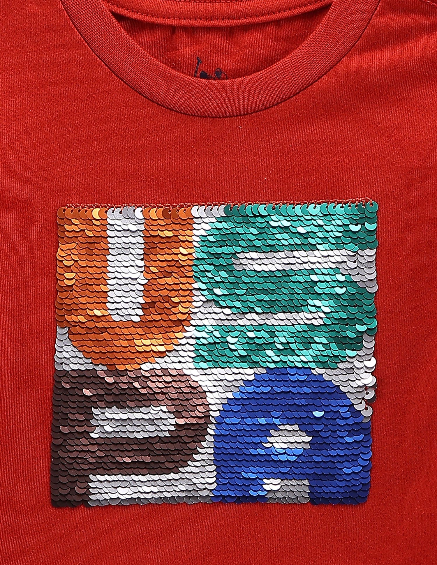 Boys Cotton Flip Sequin T-Shirt Rust - U.S. POLO ASSN. | Large