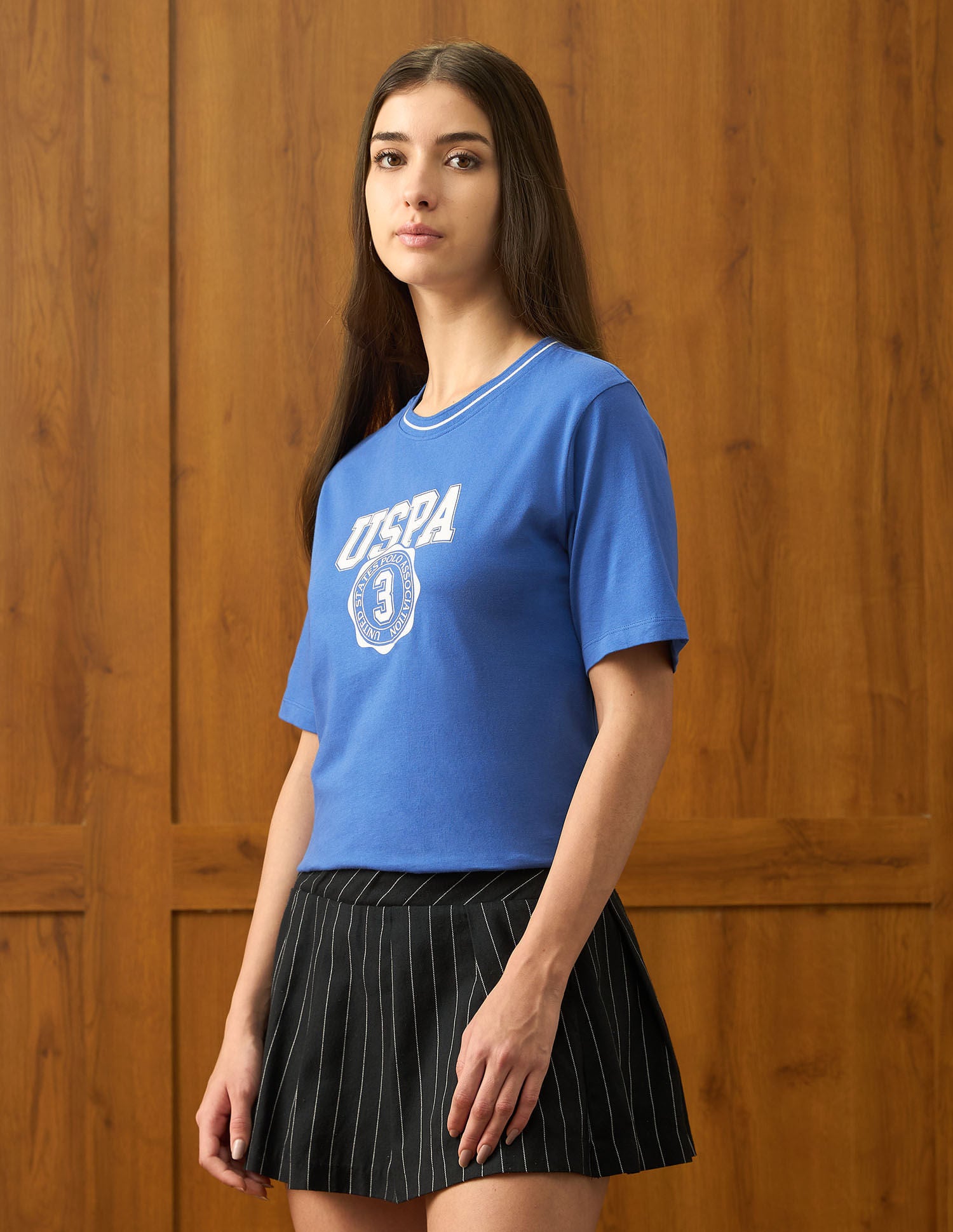 Brand Printed Boxy T-Shirt Blue - U.S. POLO ASSN. | Large