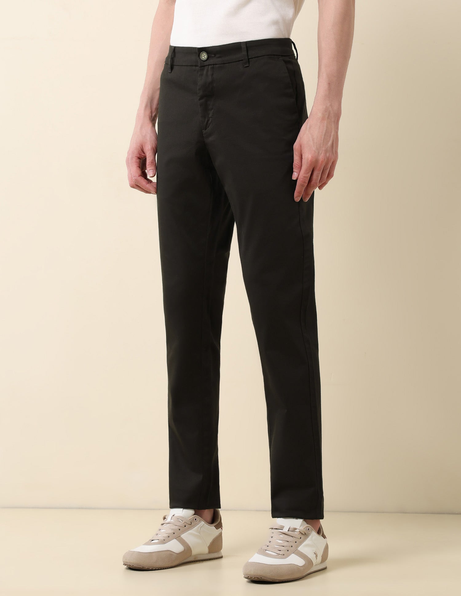 Slim Fit Mid Rise Trousers Choco Brown - U.S. Polo Assn. India | Large