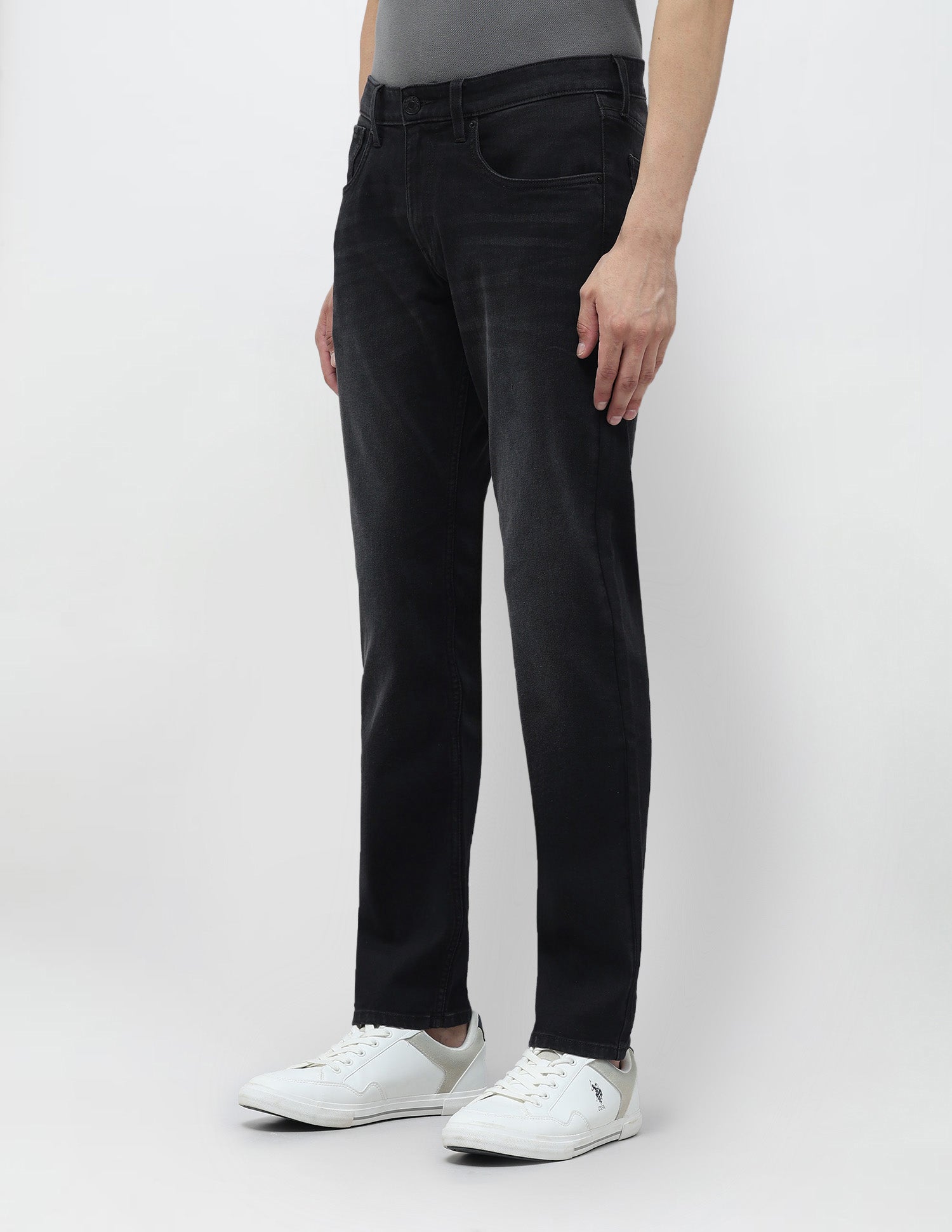 Brandon Slim Tapered Fit Whiskered Jeans Black - U.S. POLO ASSN. | Large