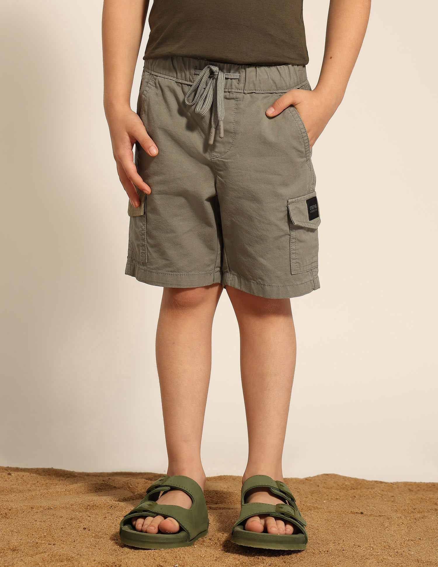 Boys Twill Cargo Shorts Light Olive - U.S. POLO ASSN. | Large