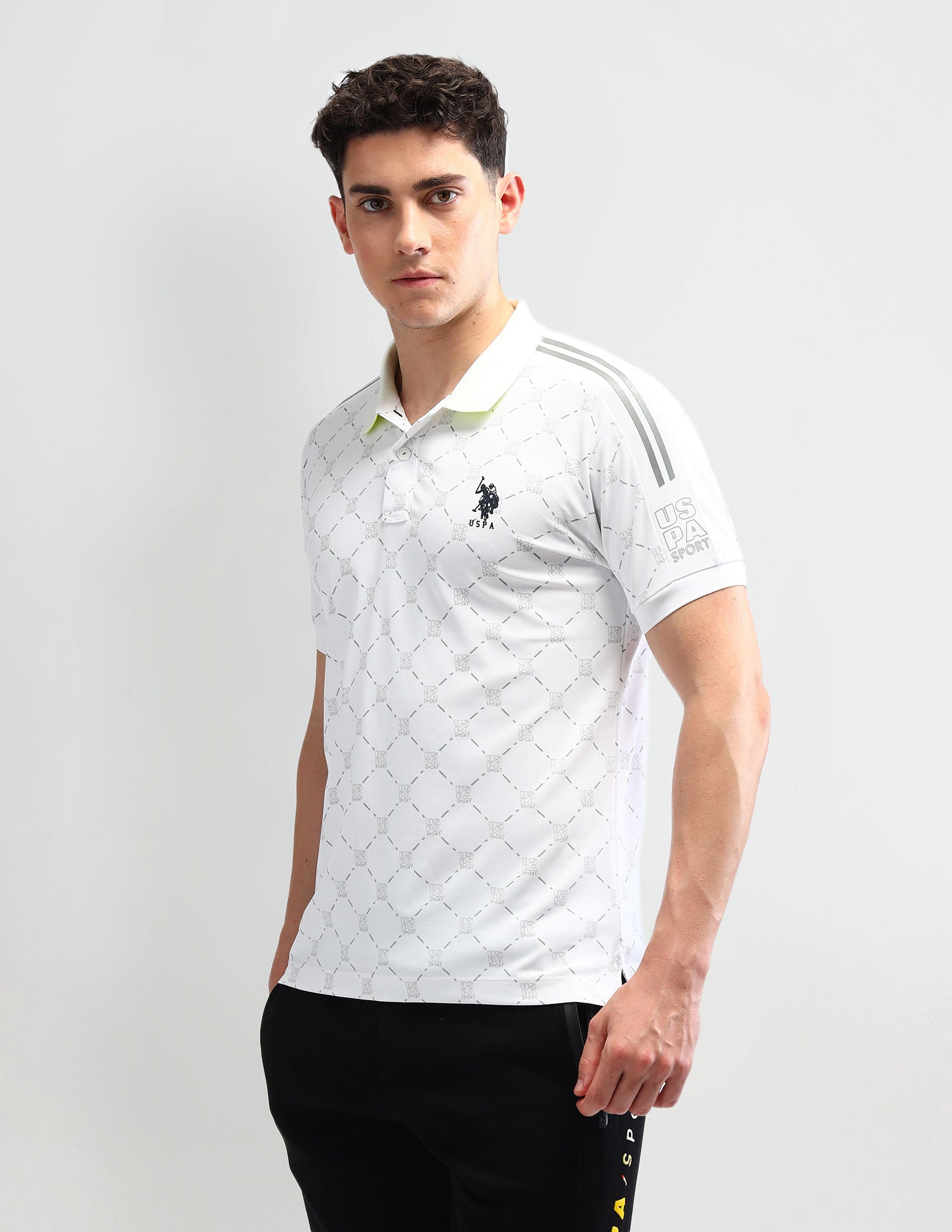 Slim Fit Printed Polo Shirt White - U.S. Polo Assn. India | Large