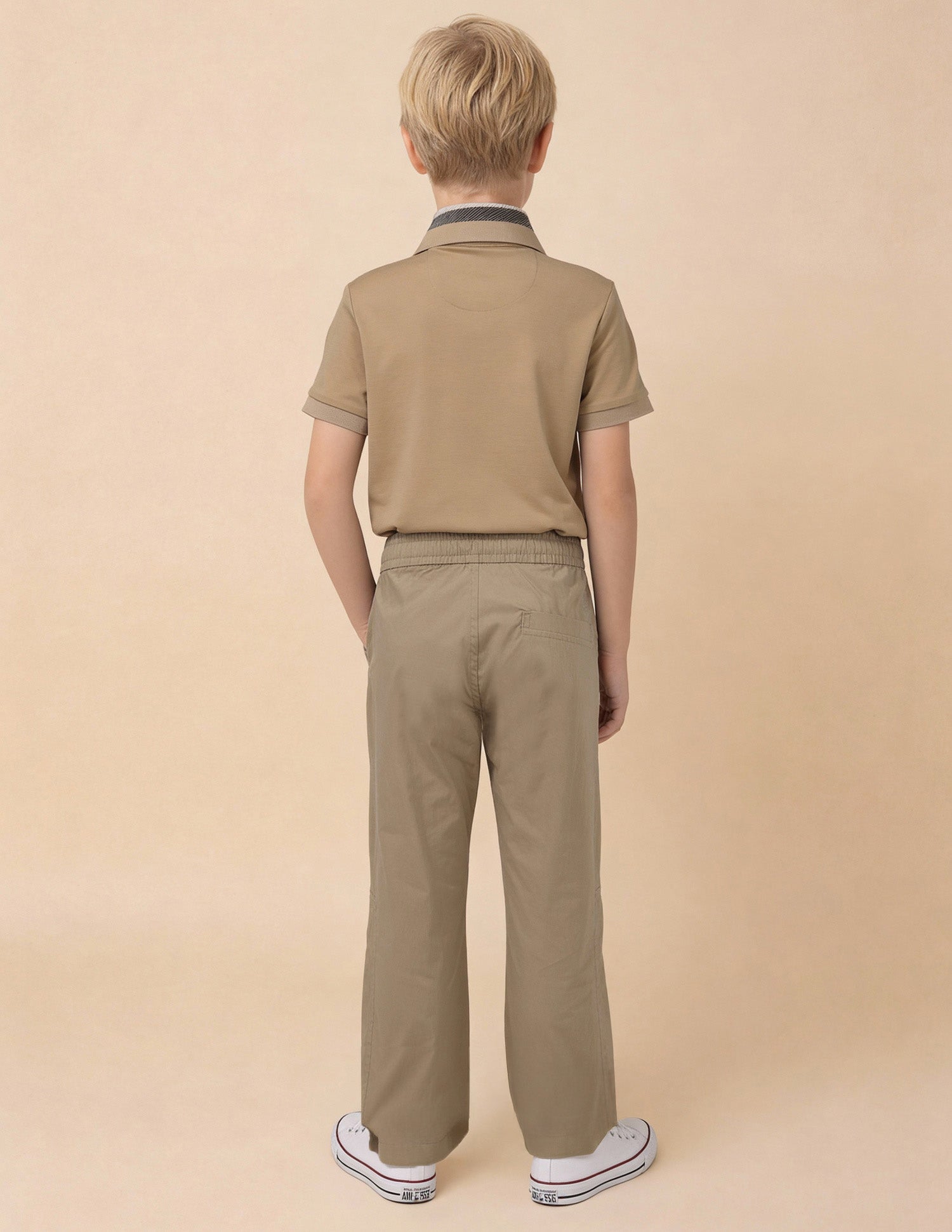 Boys Solid Relaxed Fit Trousers Khaki - U.S. Polo Assn. India | Large