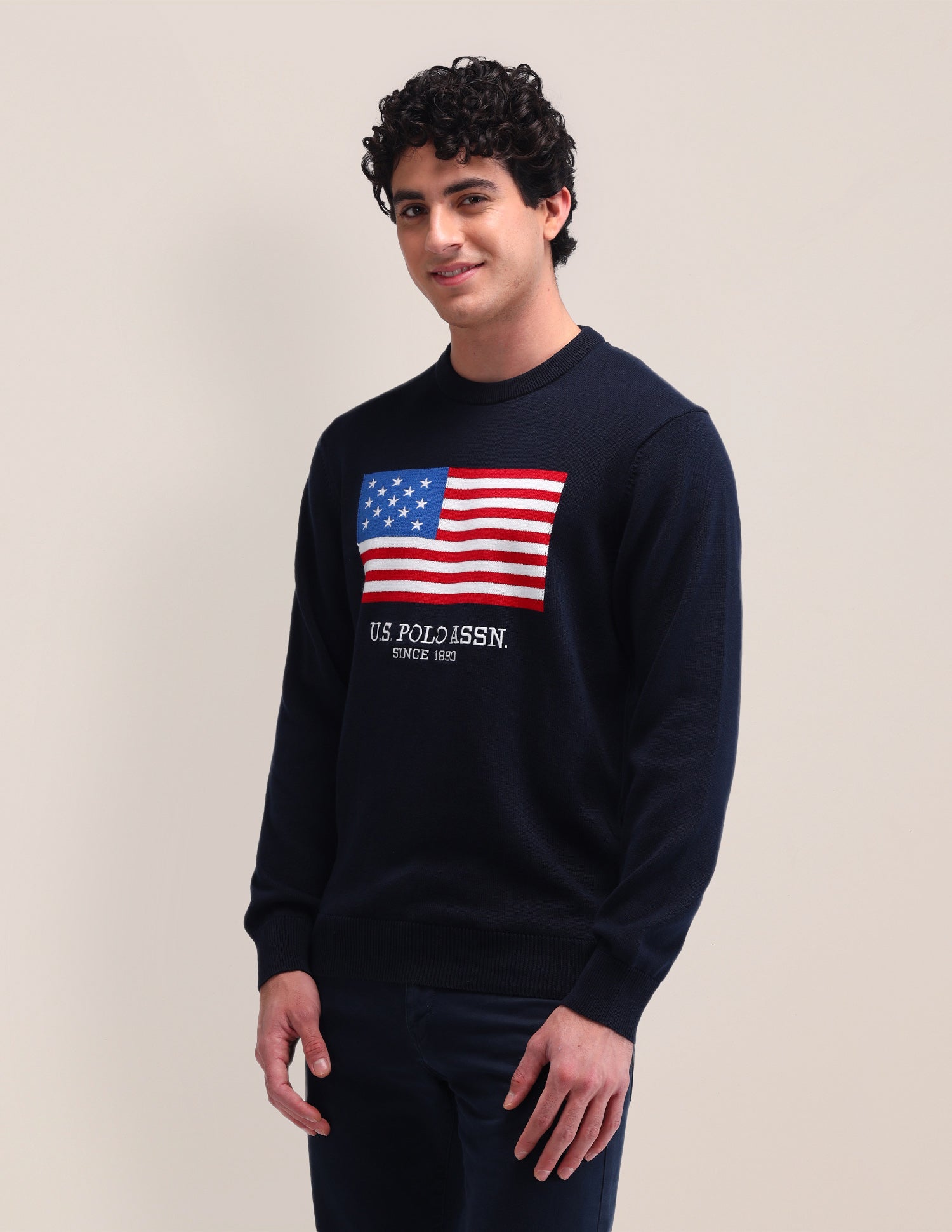 Graphic Printed Regular Fit Sweater Navy - U.S. Polo Assn. India | Large