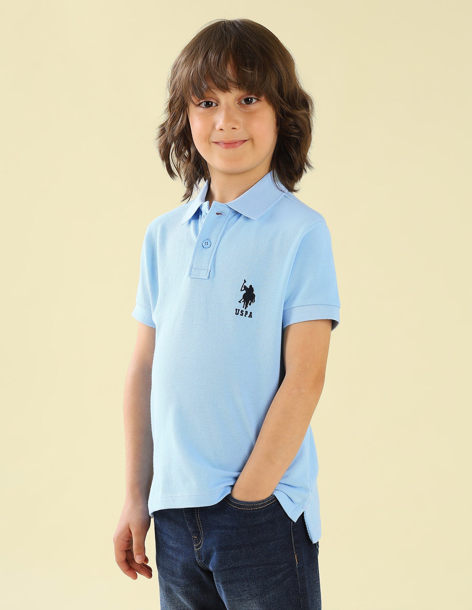 Solid Regular Fit Polo Shirt Blue - U.S. Polo Assn. India | Large