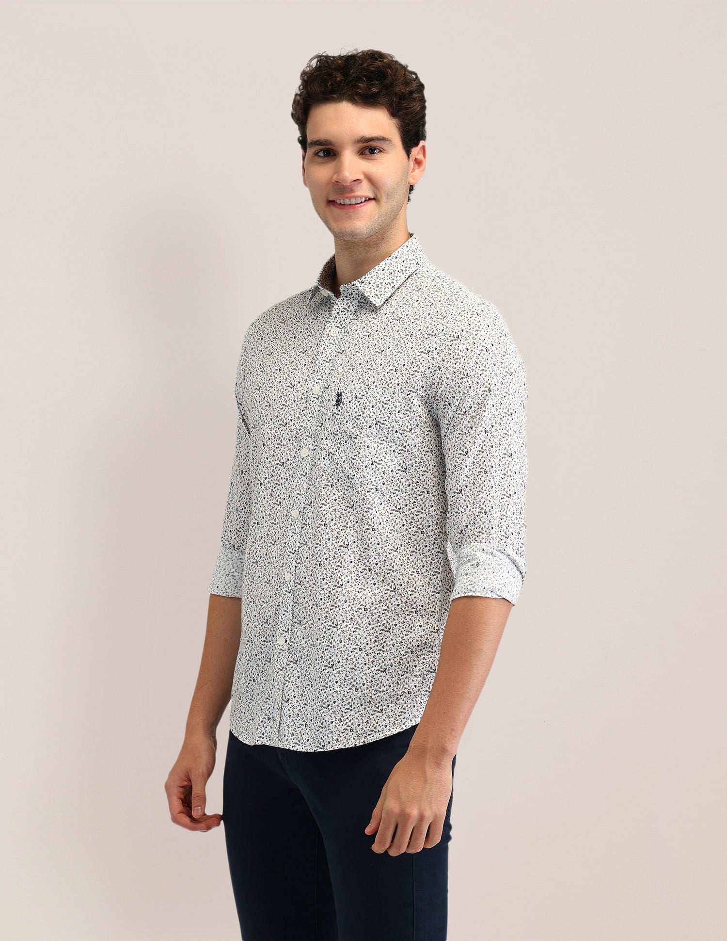 Tailored Fit Poplin Shirt Off-white - U.S. Polo Assn. India | Large