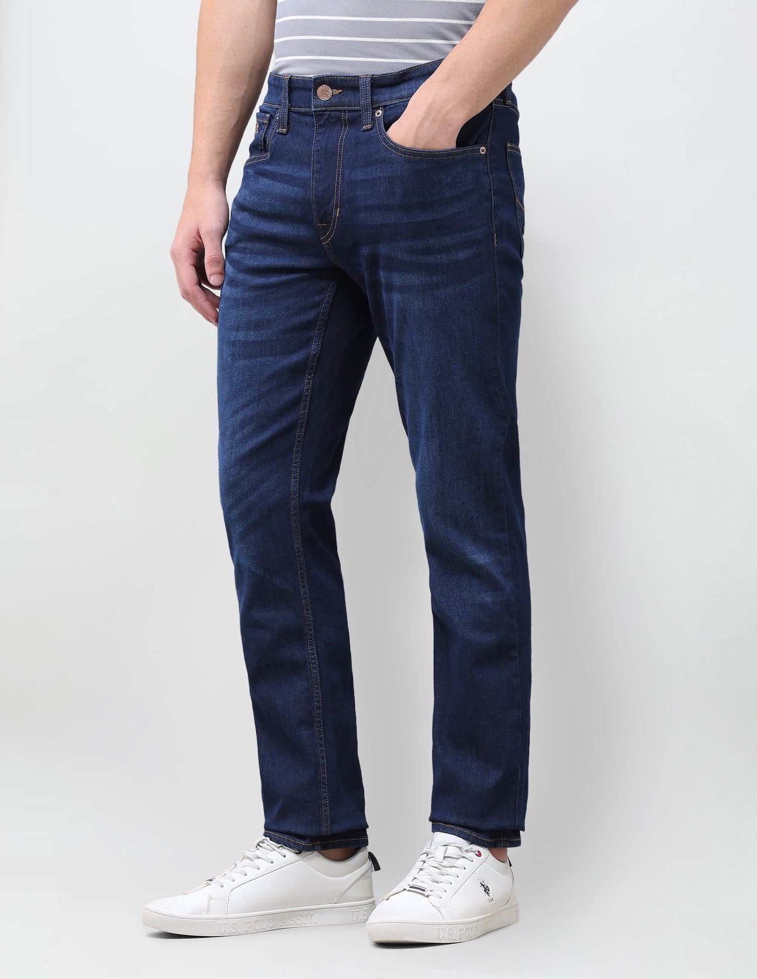 Solid Slim Straight Fit Jeans Blue - U.S. Polo Assn. India | Large