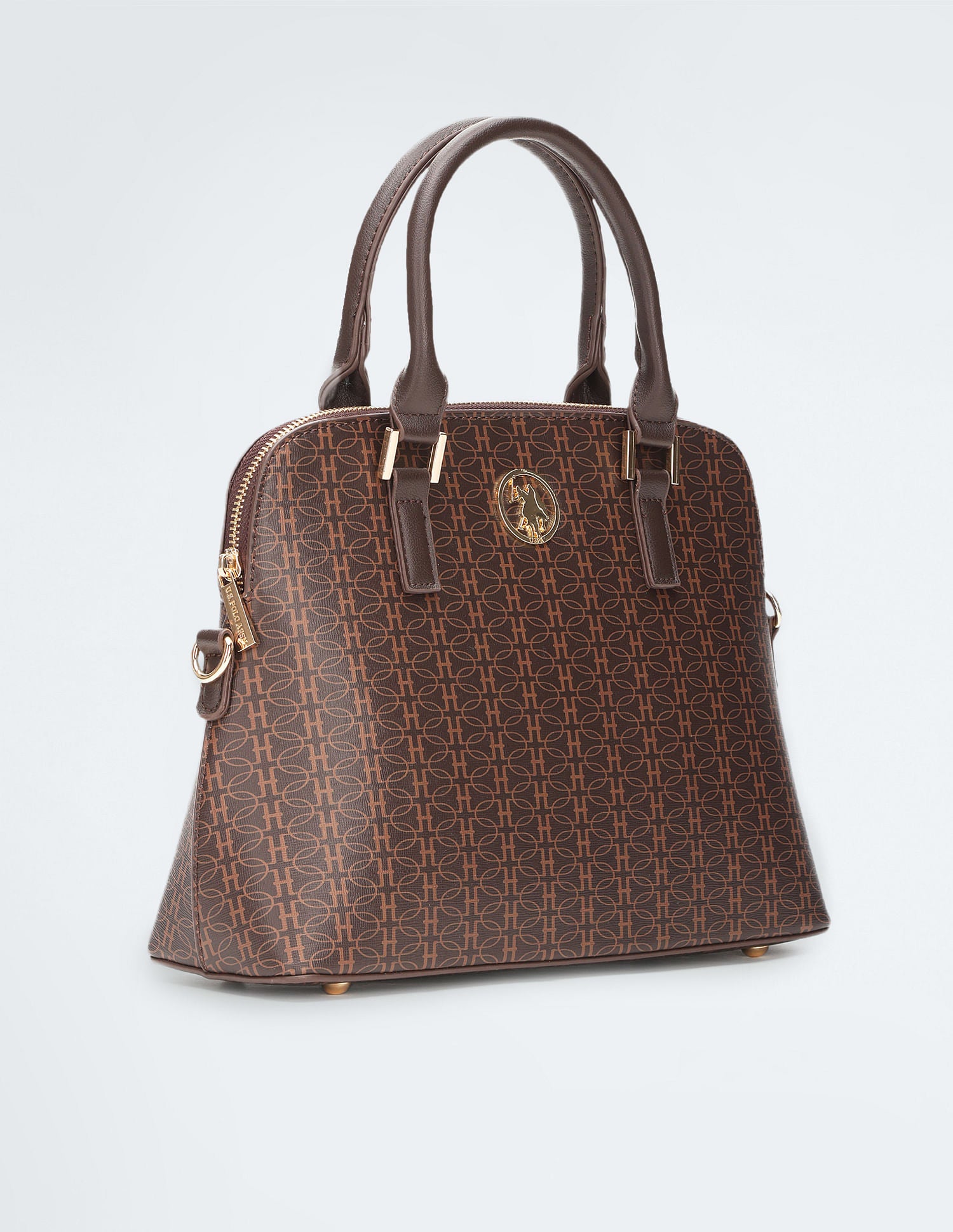 Geometric Print Structured Handbag Brown - U.S. POLO ASSN. | Large