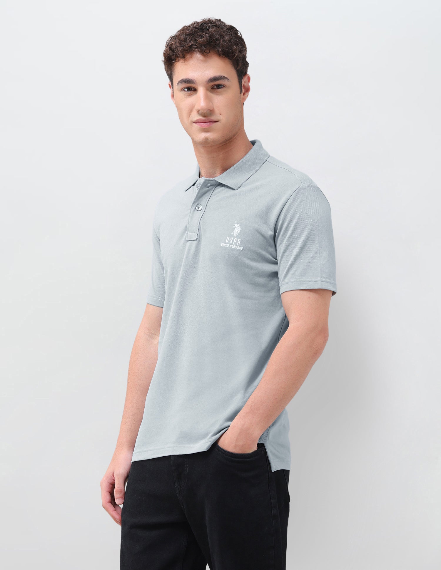 Solid Slim Fit Polo Shirt Grey - U.S. Polo Assn. India | Large