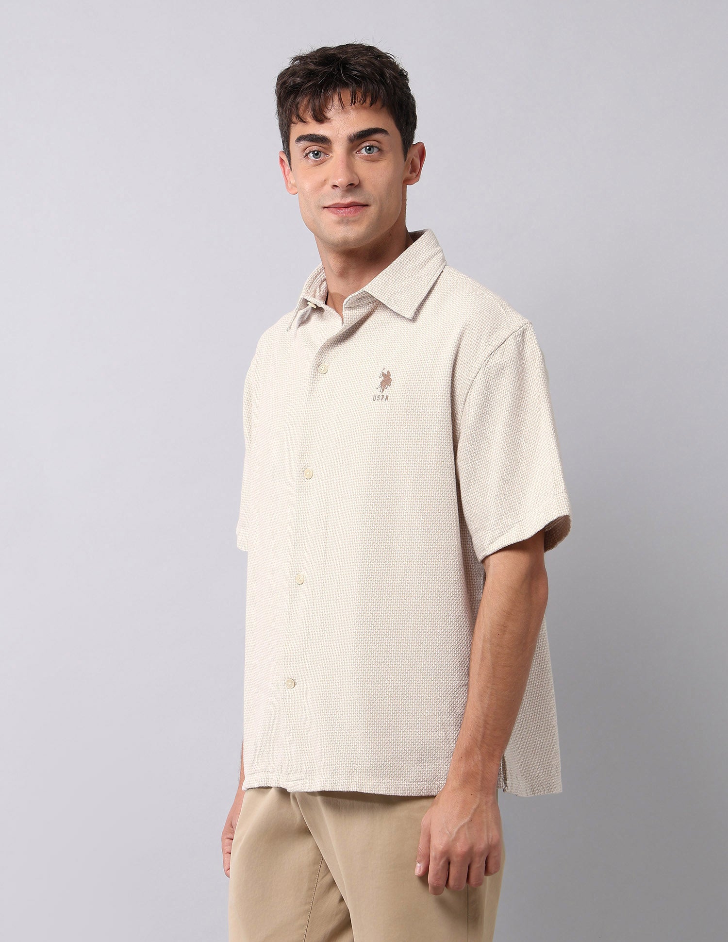 Boxy Fit Work And Wander Shirt Beige - U.S. Polo Assn. India | Large