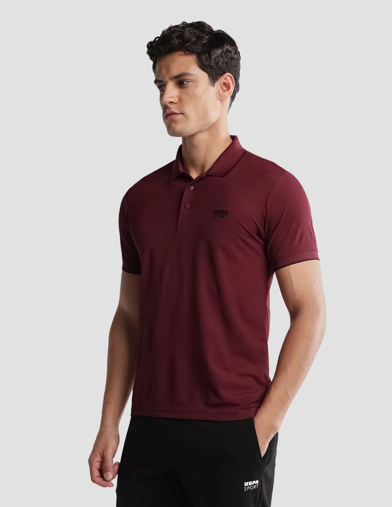 Solid Regular Fit Active Polo Shirt Maroon - U.S. Polo Assn. India | Large