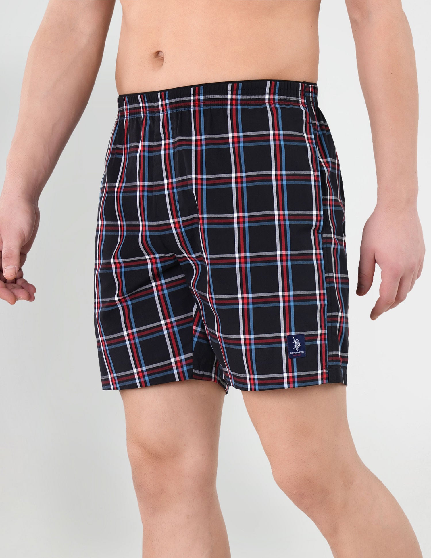 Checkered Cotton Twill EX002 Boxers - Pack Of 1 Black, Red and White - U.S. POLO ASSN. | Large