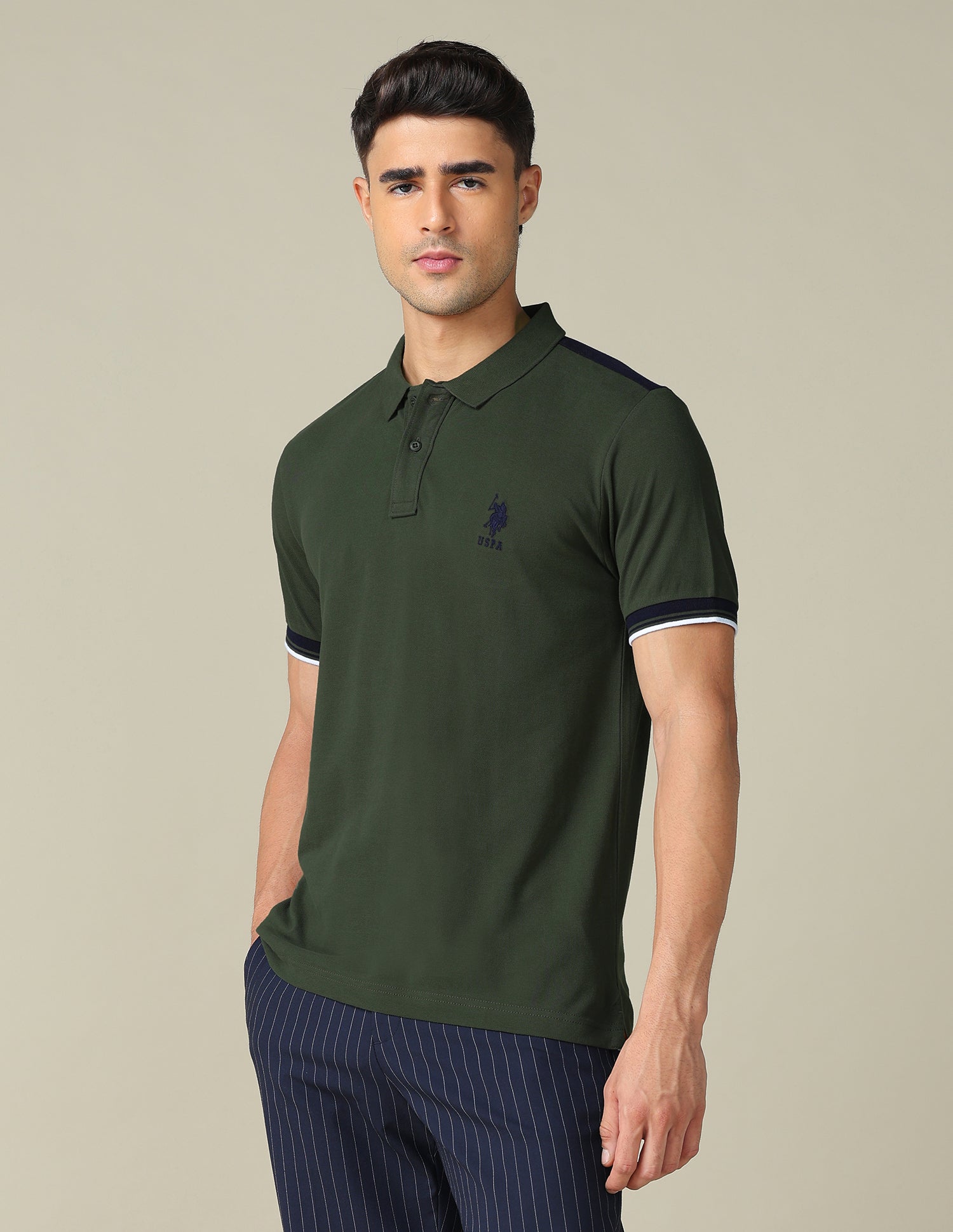Brand Embroidered Regular Fit Polo Shirt Dark Olive - U.S. POLO ASSN. | Large