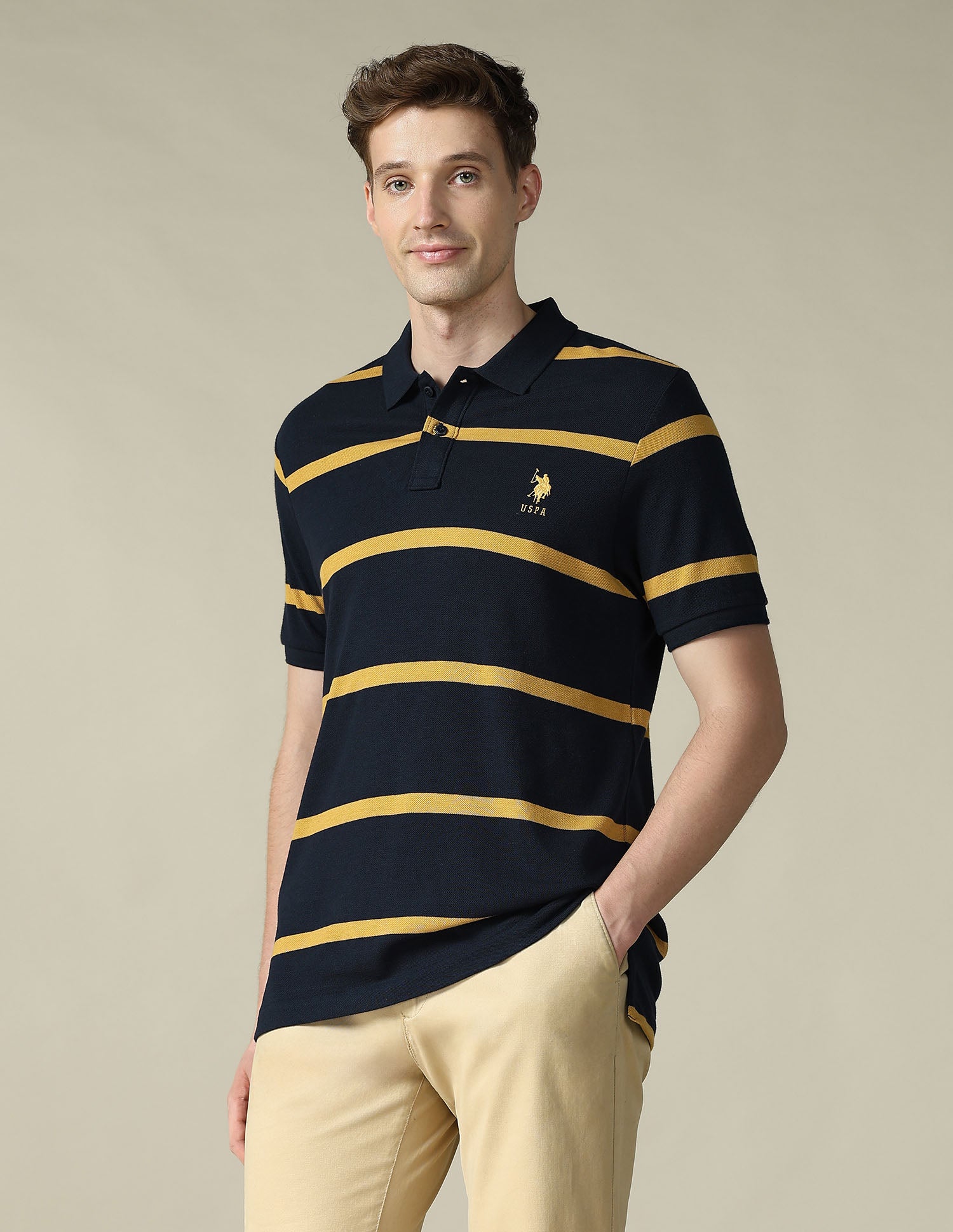 Horizontal Striped Regular Fit Polo Shirt Navy - U.S. POLO ASSN. | Large