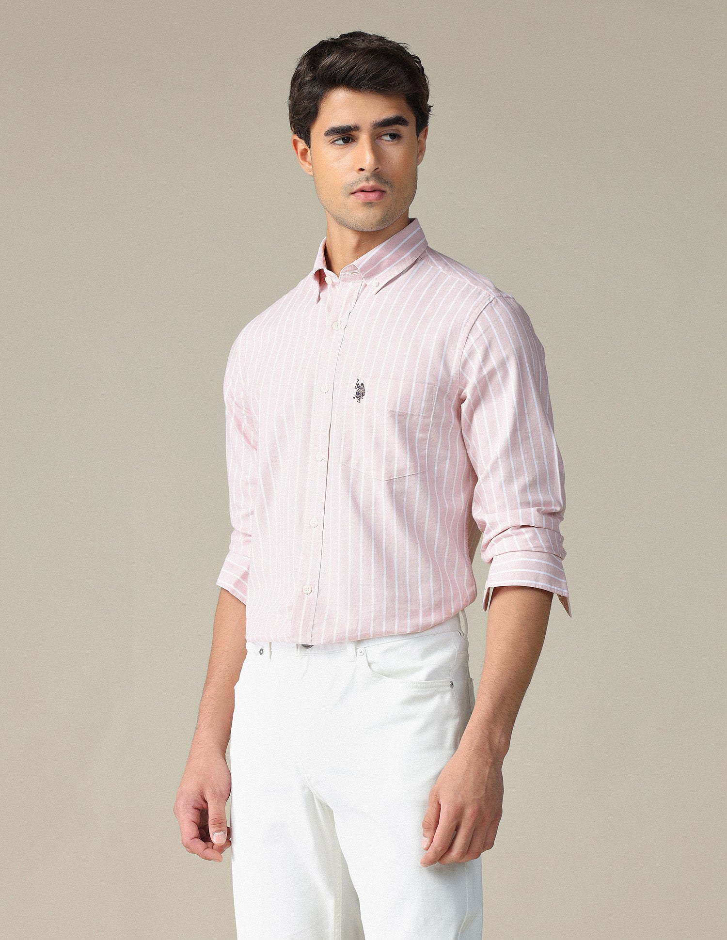 Vertical Striped Button Down Shirt Pink - U.S. POLO ASSN. | Large
