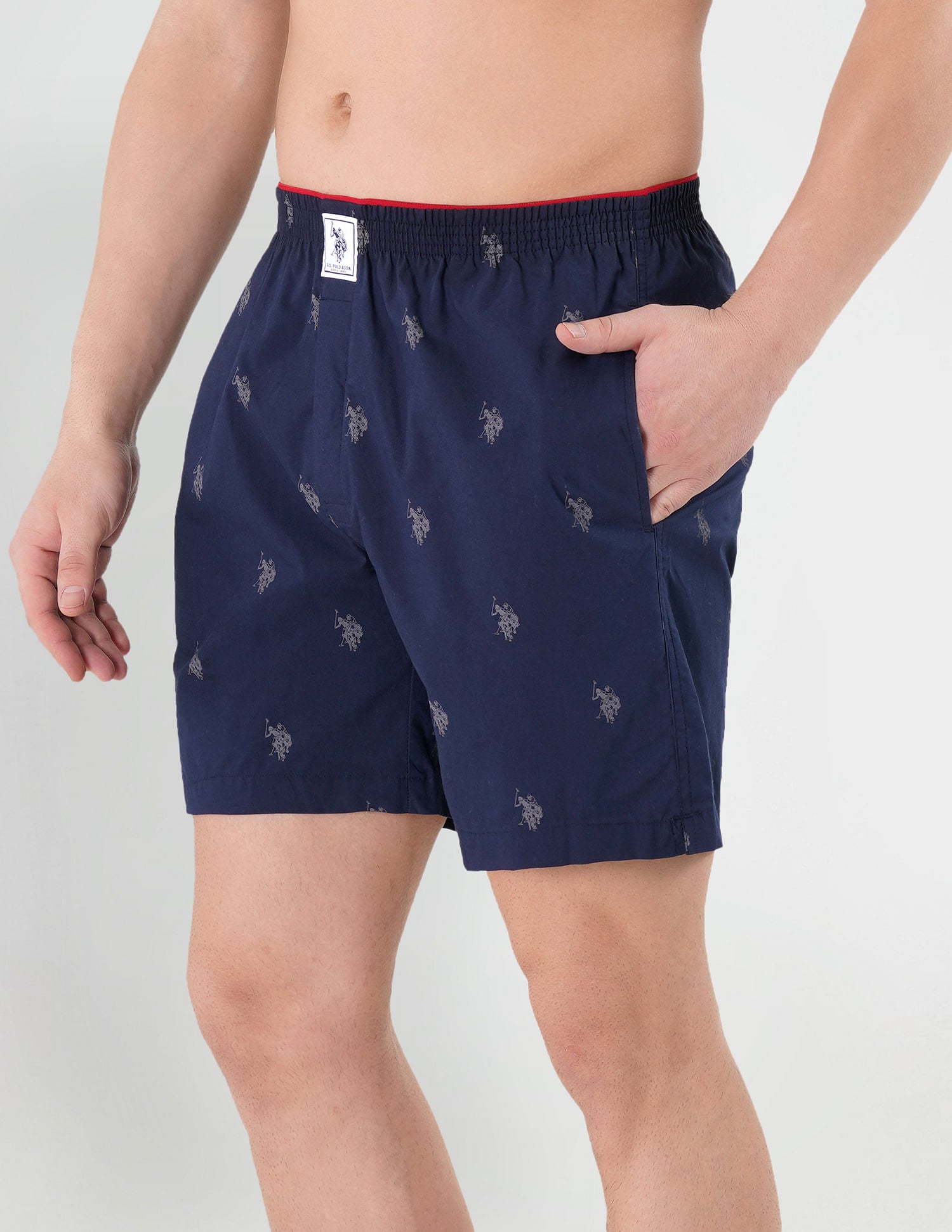 Signature Logo Pure Cotton I021 Boxers - Pack Of 1 Navy - U.S. POLO ASSN. | Large