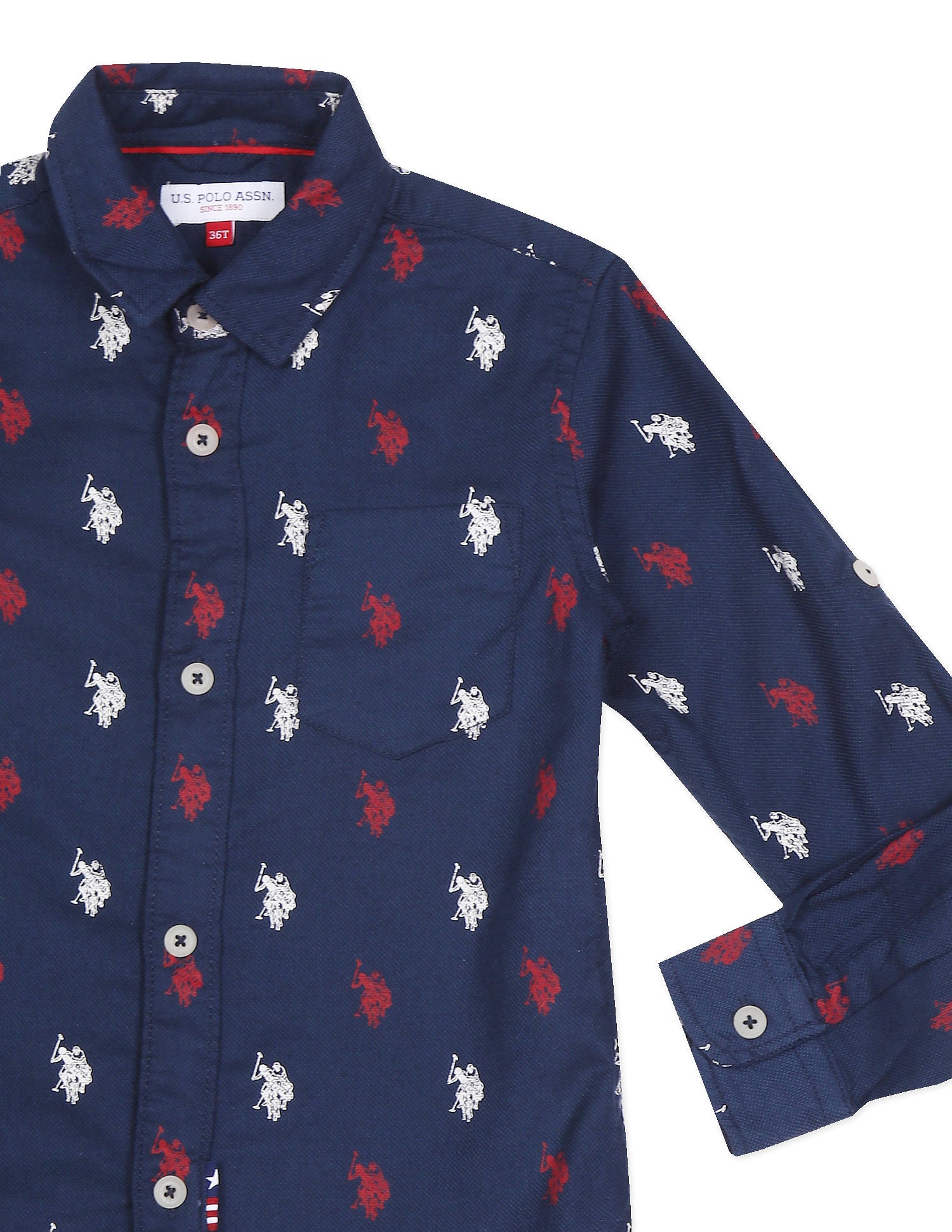 Spread Collar Logo Print Shirt Navy - U.S. Polo Assn. India | Large