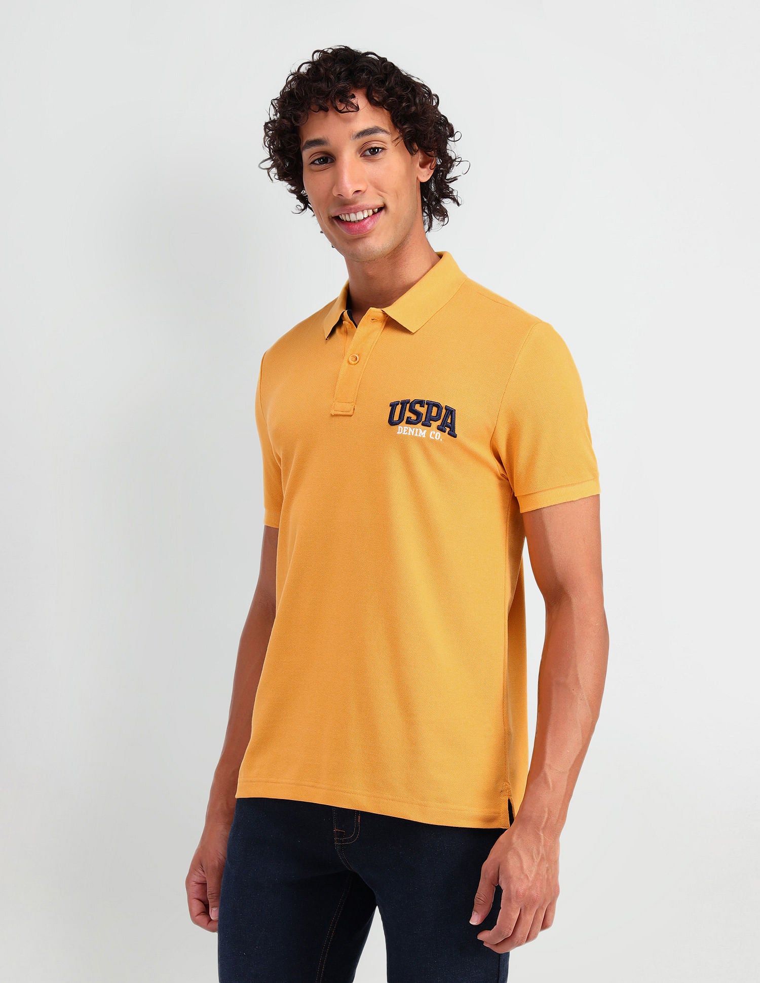 Muscle Fit Pure Cotton Polo Shirt Mustard - U.S. Polo Assn. India | Large