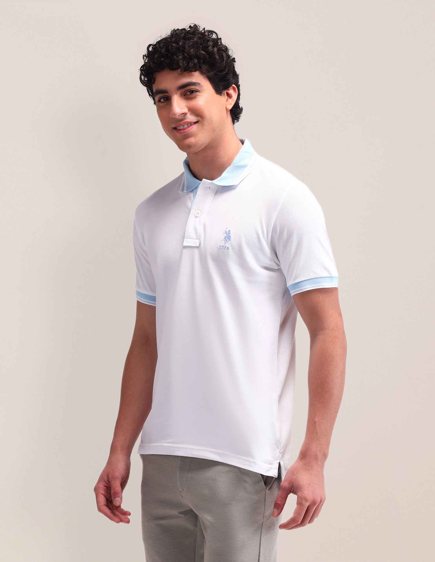 Cotton Slim Fit Polo Shirt White - U.S. Polo Assn. India | Large
