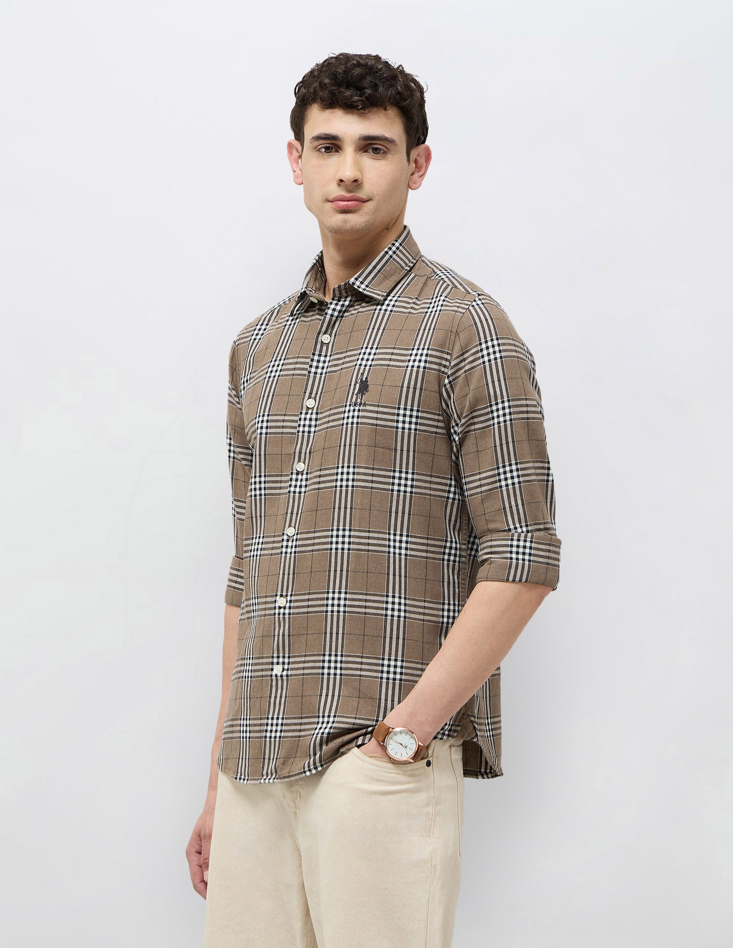 Regular Fit Tartan Checked Shirt Brown - U.S. POLO ASSN. | Large