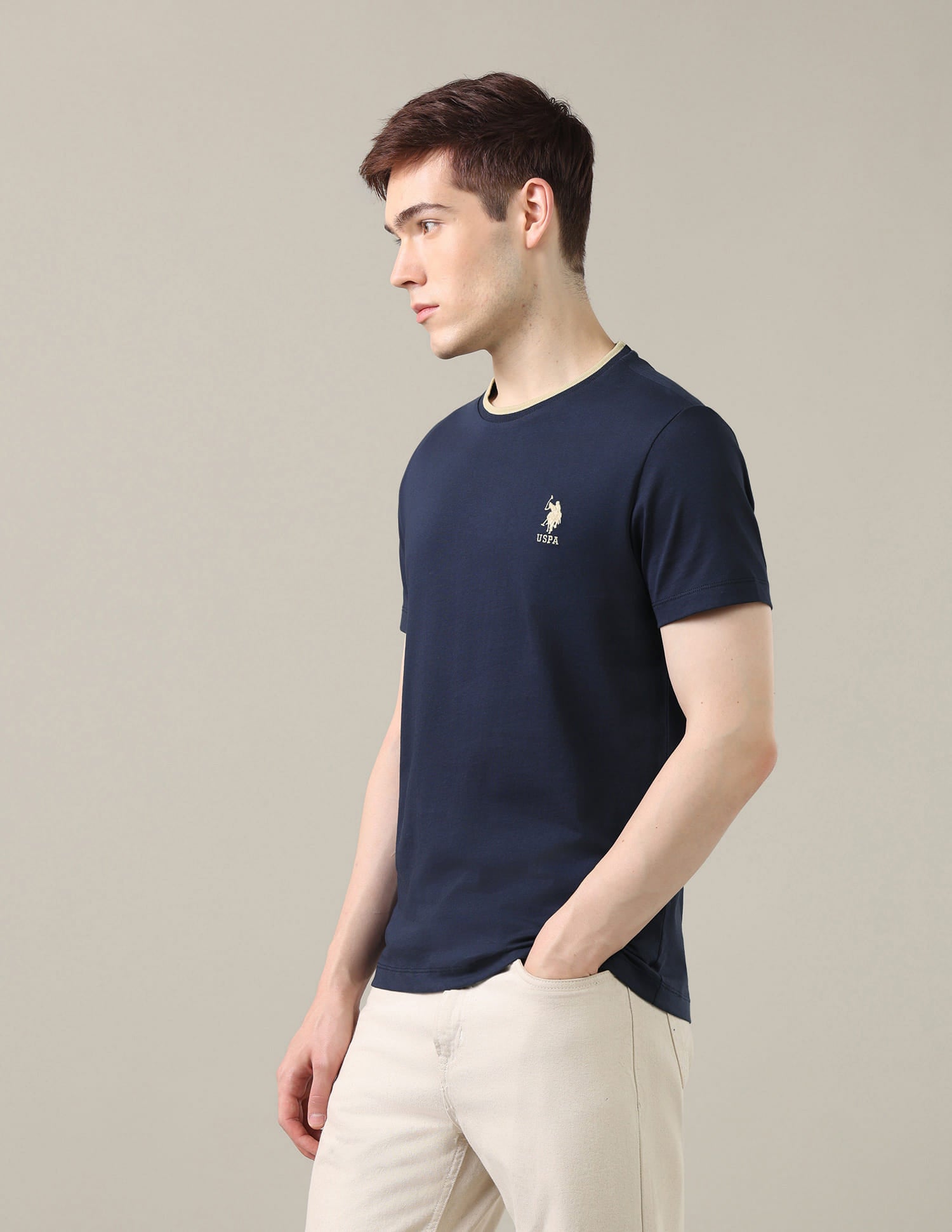 Solid Regular Fit T-Shirt Blue - U.S. Polo Assn. India | Large