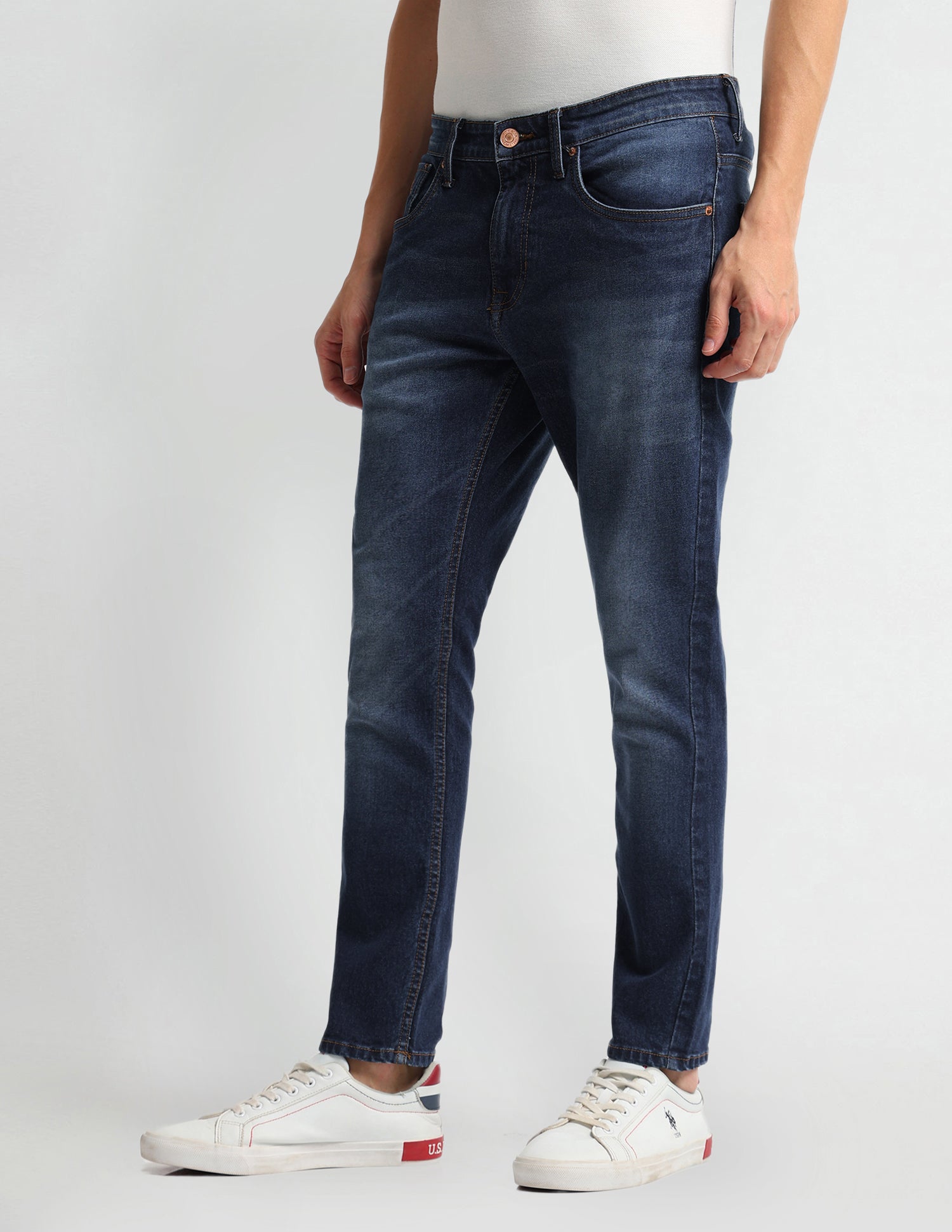 Henry Tapered Cropped Fit Blue Jeans Blue - U.S. Polo Assn. India | Large