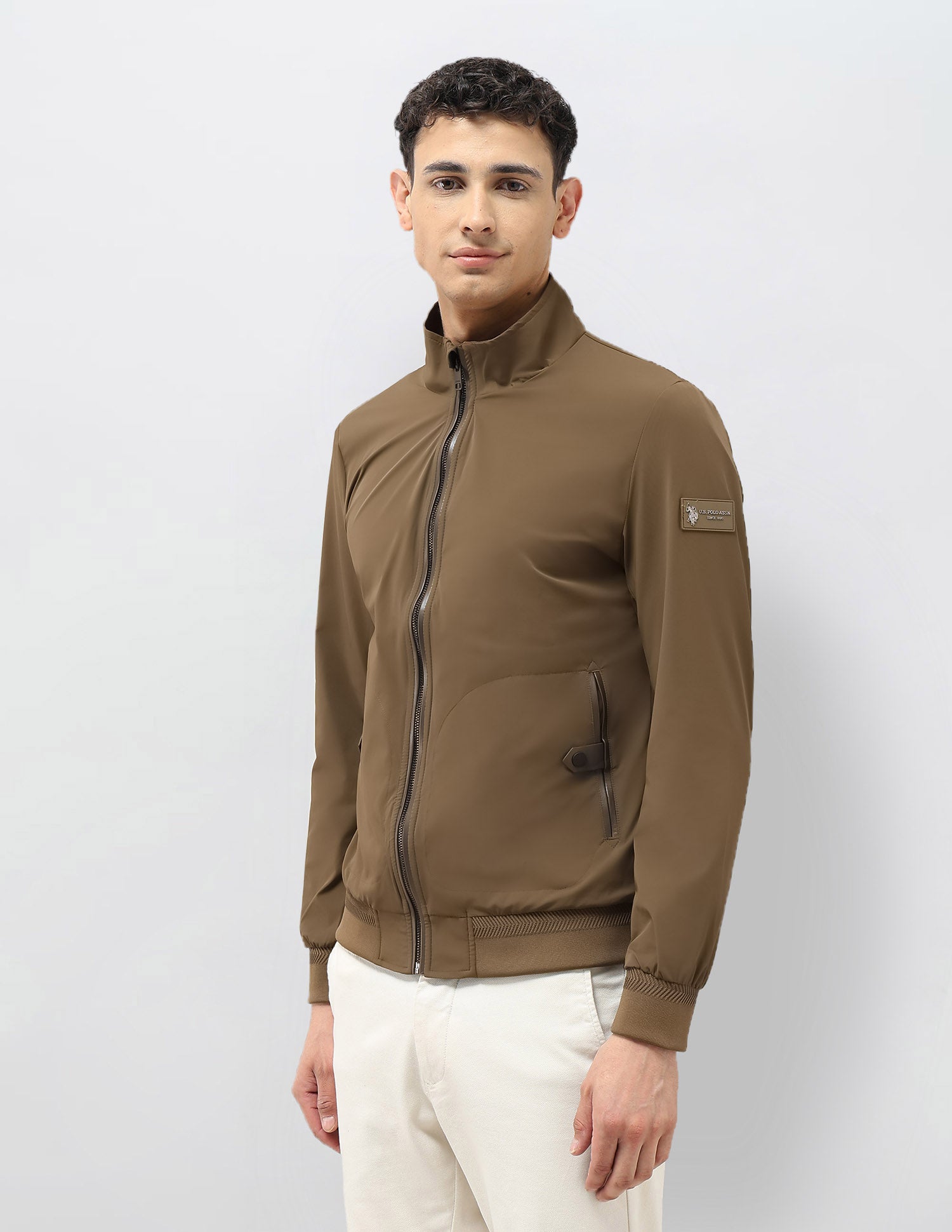 Solid Regular Fit Jacket Brown - U.S. POLO ASSN. | Large