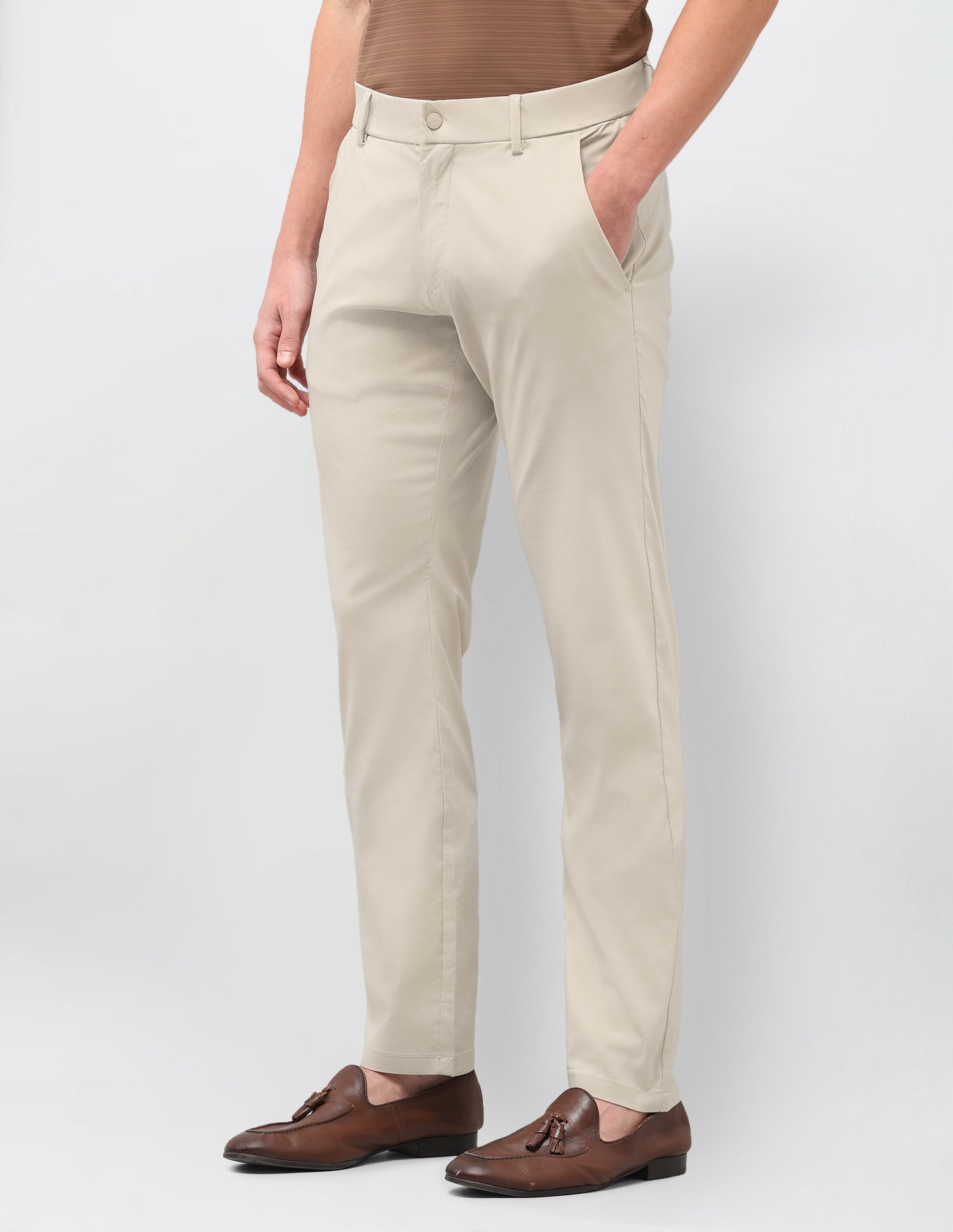 Satin Denver Slim Fit Trousers Beige - U.S. Polo Assn. India | Large