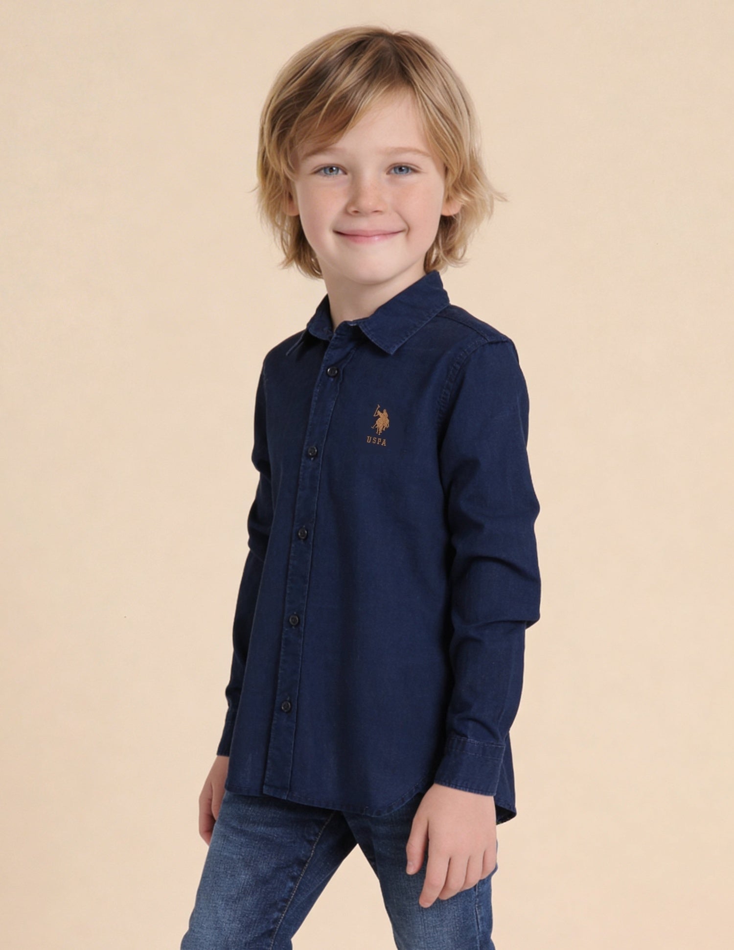 Solid Regular Fit Shirt Indigo - U.S. Polo Assn. India | Large