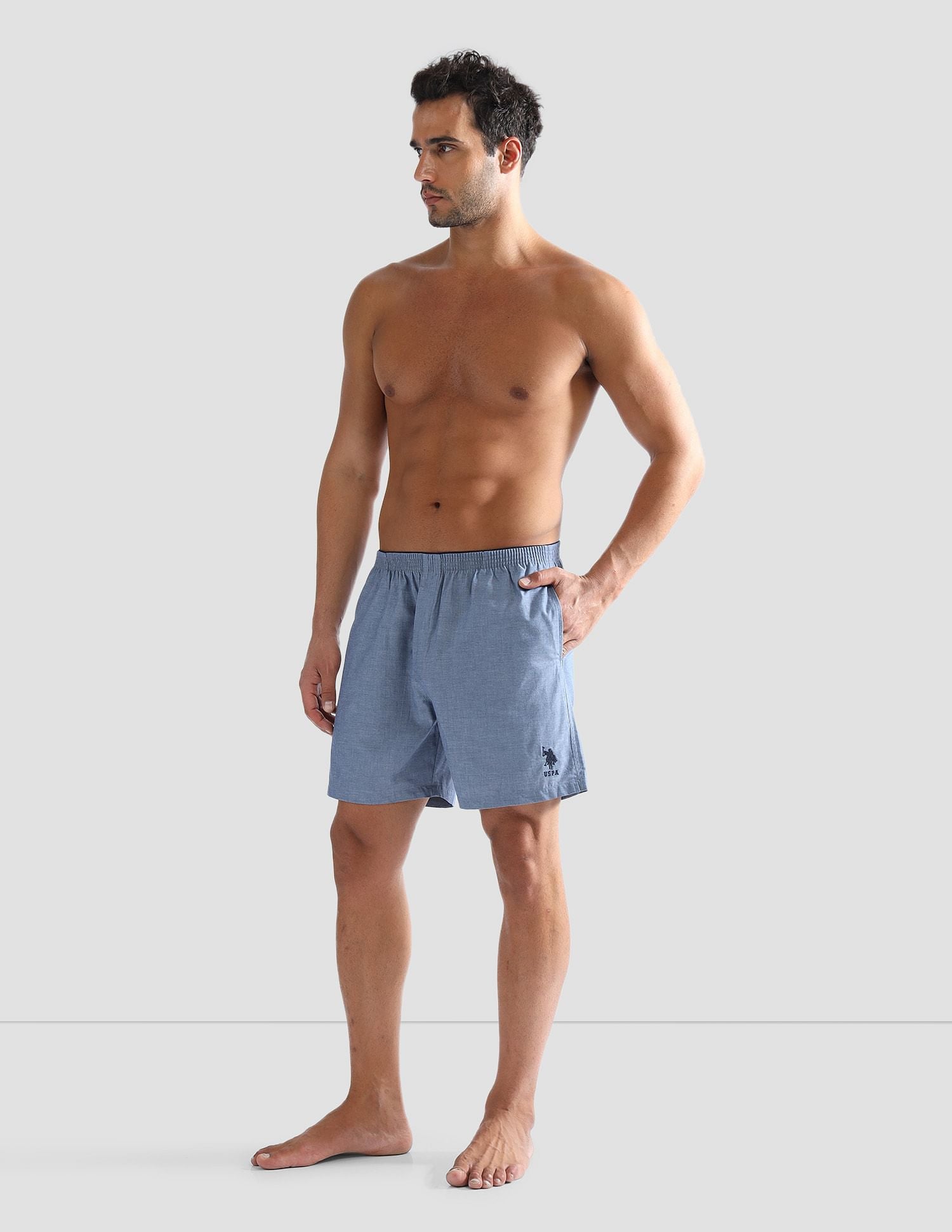 Pure Cotton EX003  Boxer Shorts - Pack of 1 Navy Chambray - U.S. POLO ASSN. | Large
