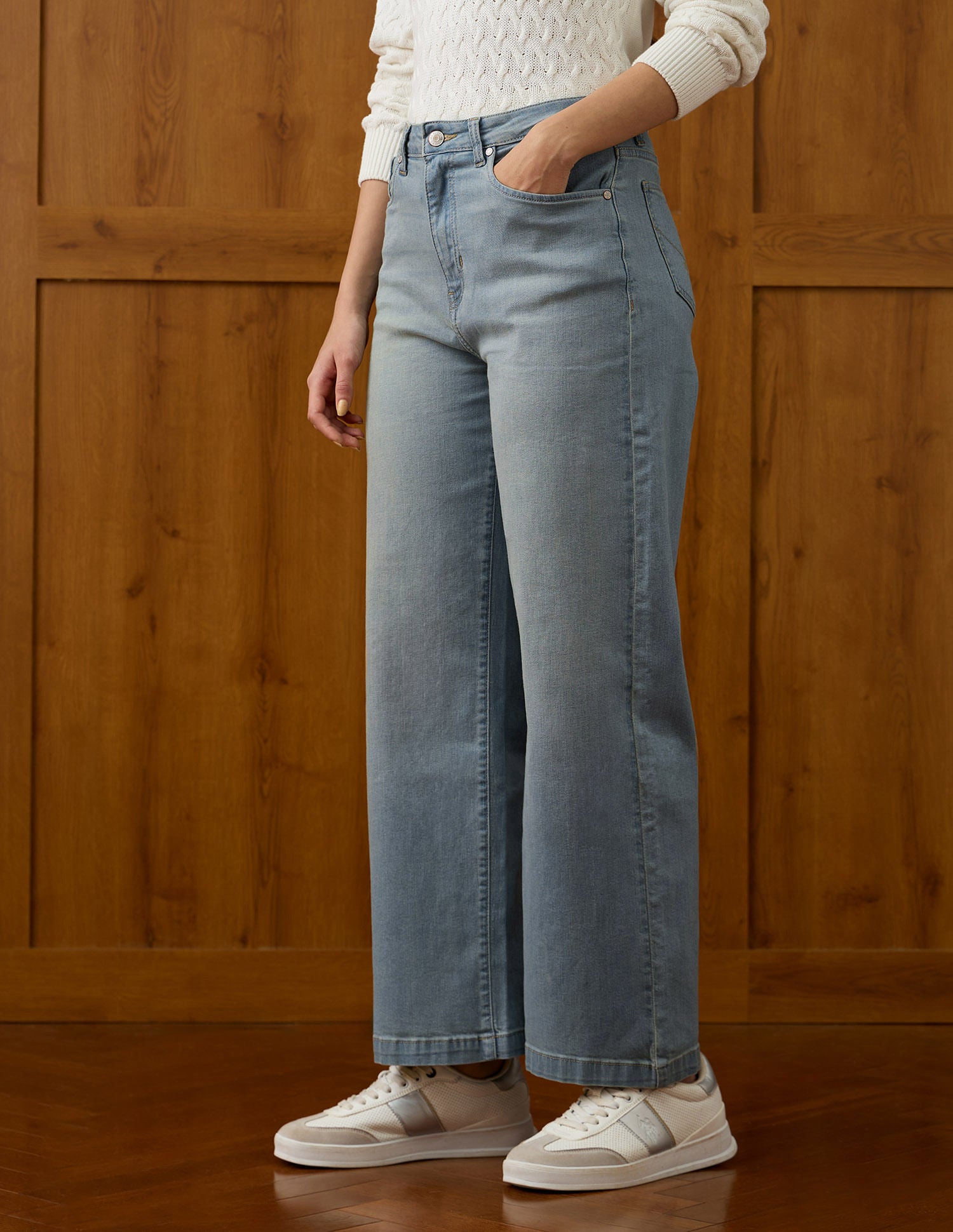 High Rise Wide Leg Fit Jeans Blue - U.S. POLO ASSN. | Large