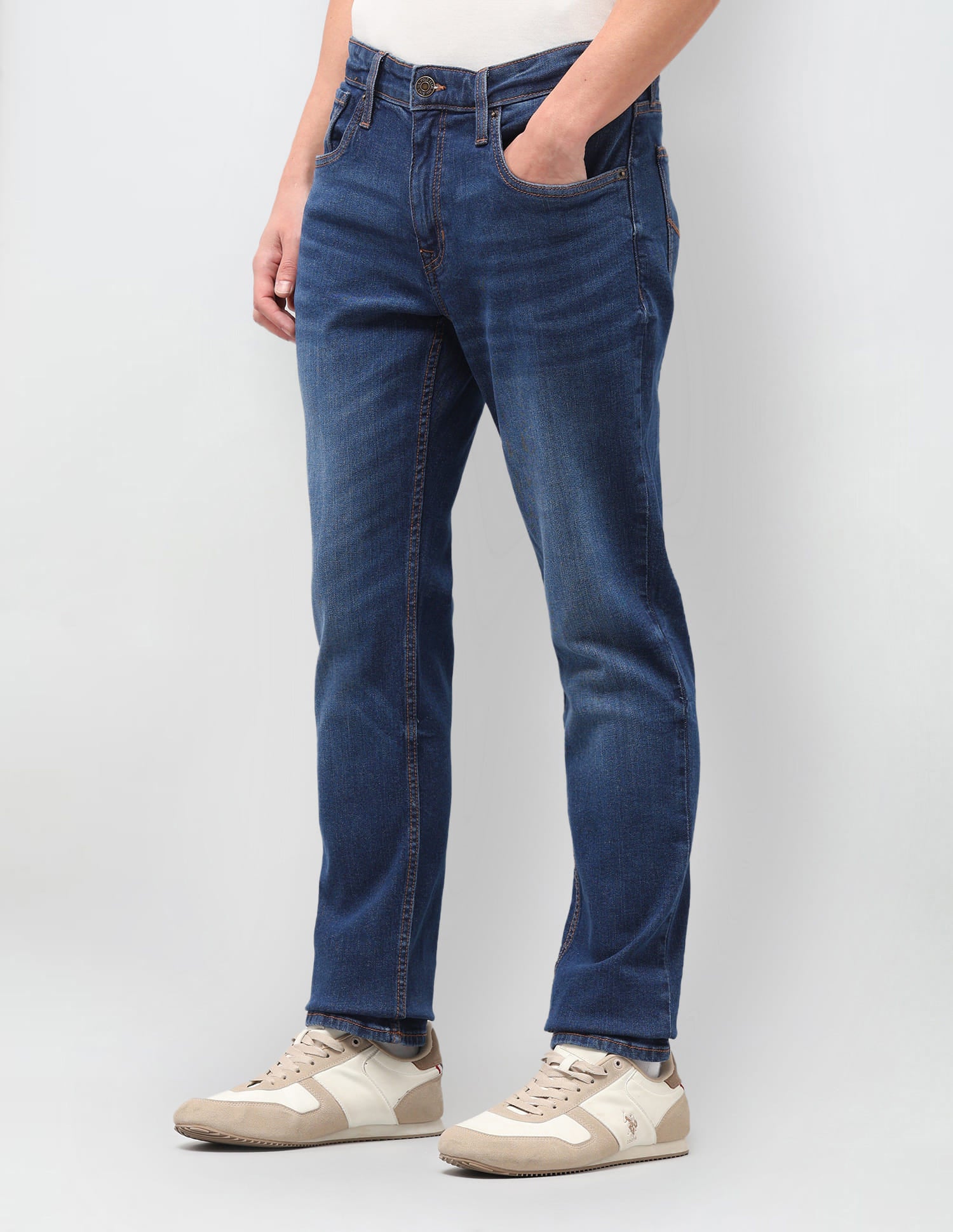 Solid Slim Fit Jeans Blue - U.S. Polo Assn. India | Large