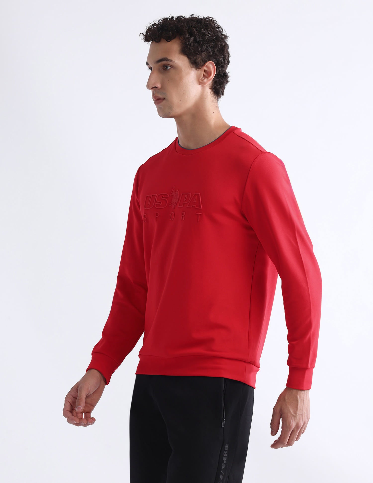 Brand Embossed Regular Fit Active Sweatshirt Red - U.S. Polo Assn. India | Large