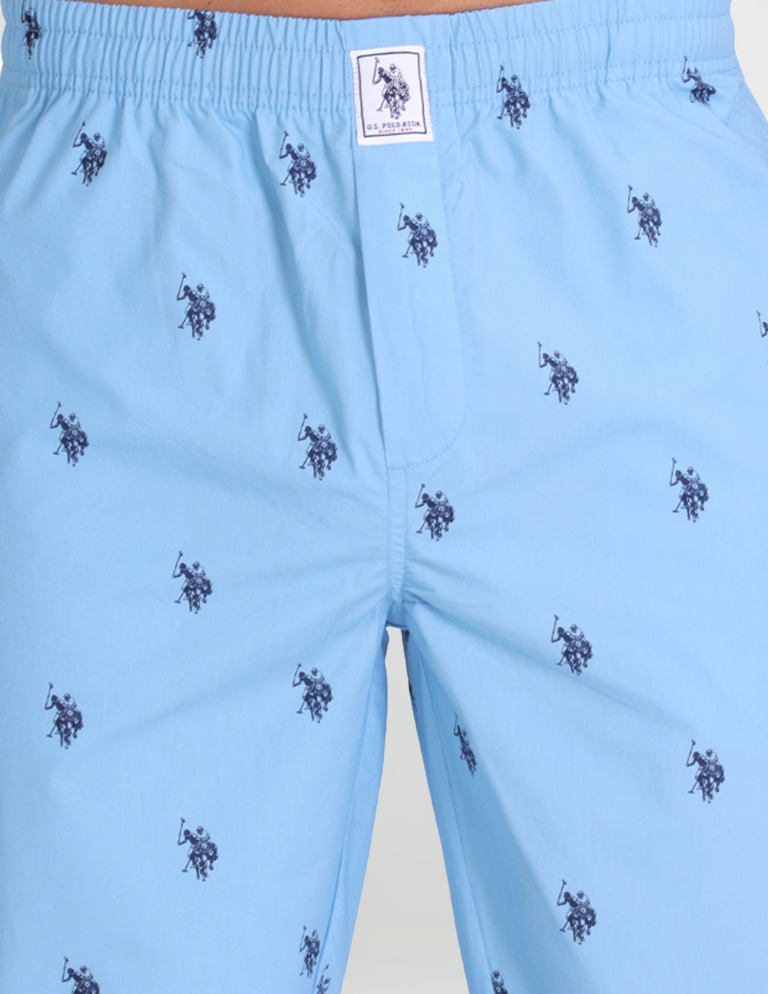 Signature Logo Print Cotton Lounge Pants - Pack Of 1 Blue - U.S. Polo Assn. India | Large